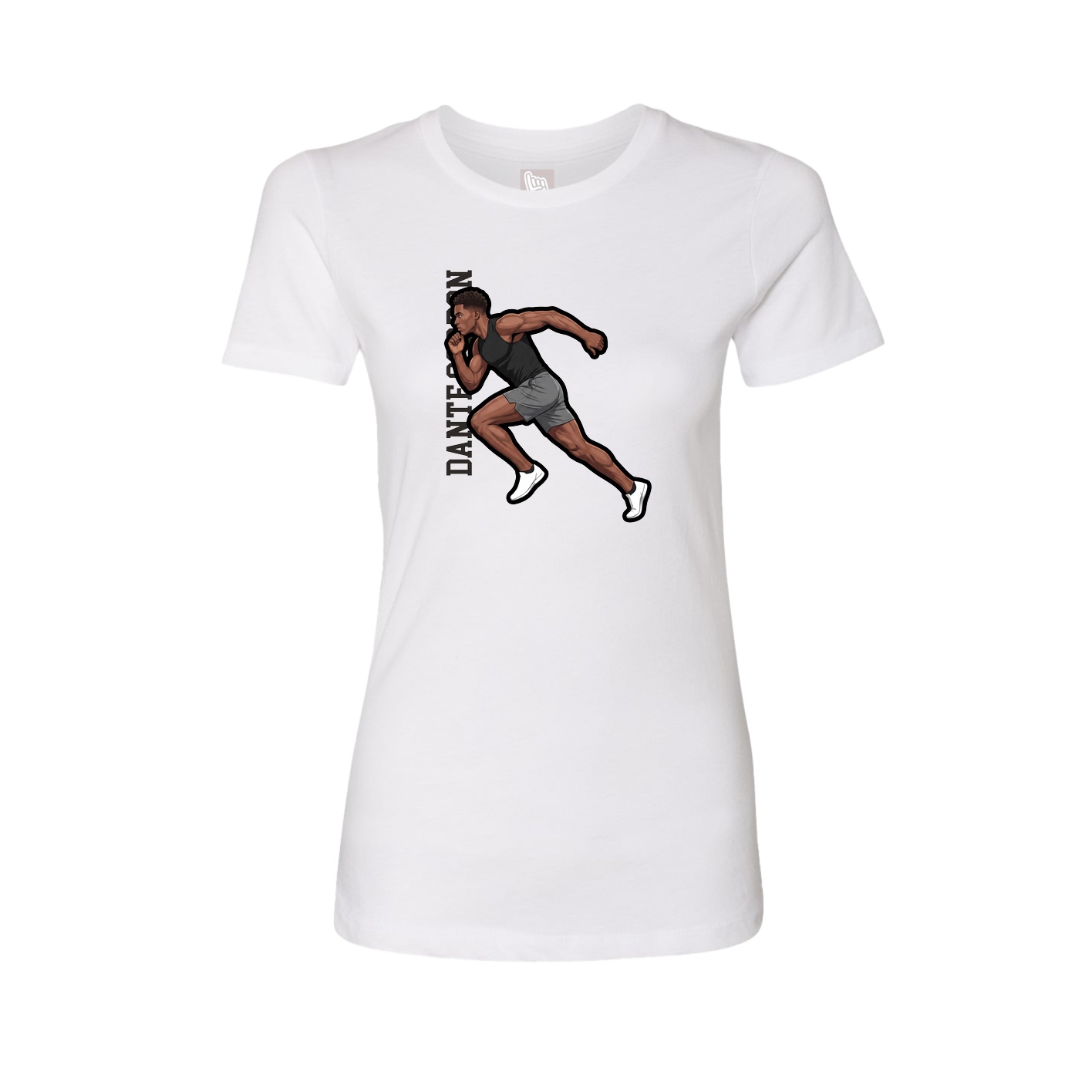 Womens Tee — Name Vertical in White