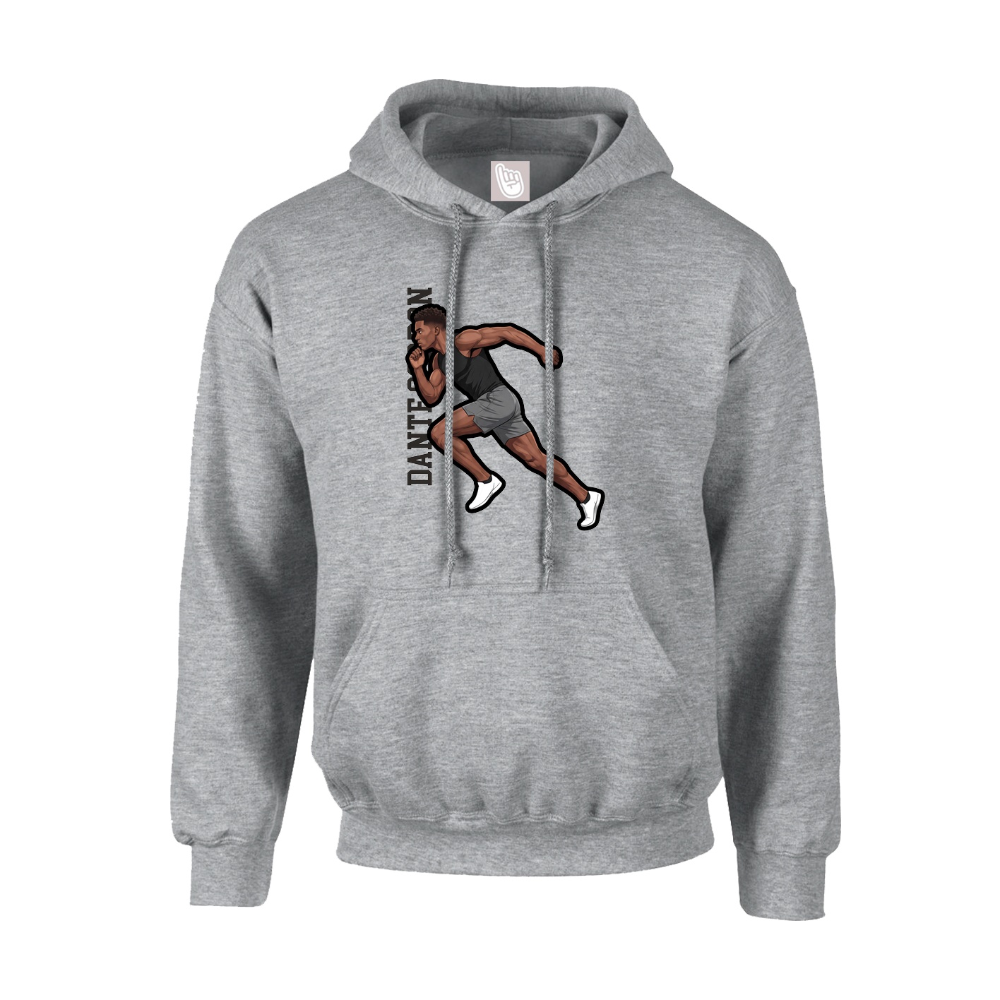 Hoodie — Name Vertical in Grey