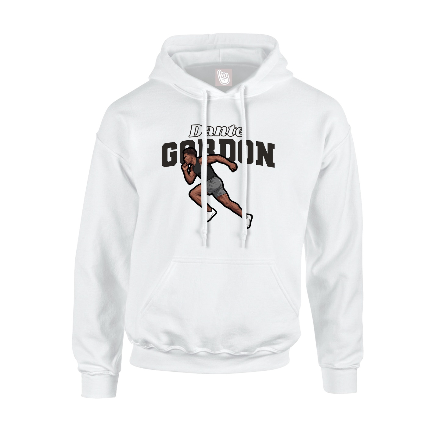 Youth Hoodie — Name Arch in White