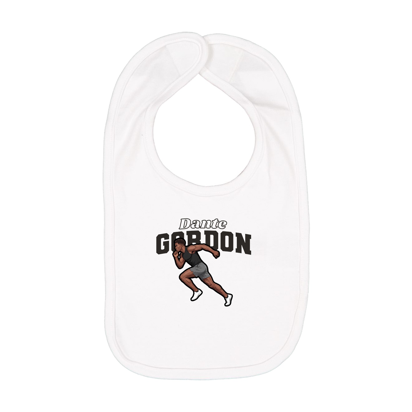 Infant Bib — Name Arch in White