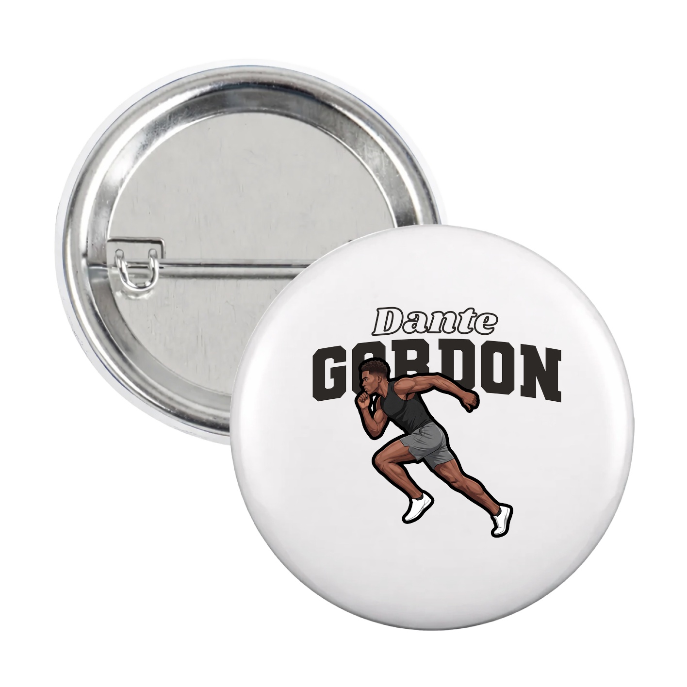 Game Day Button — Name Arch in White