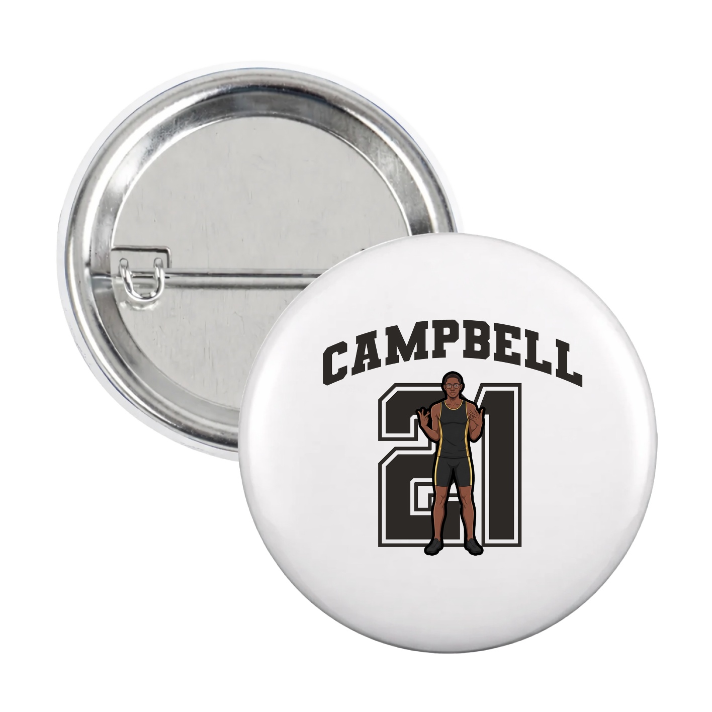 Game Day Button — Number in White