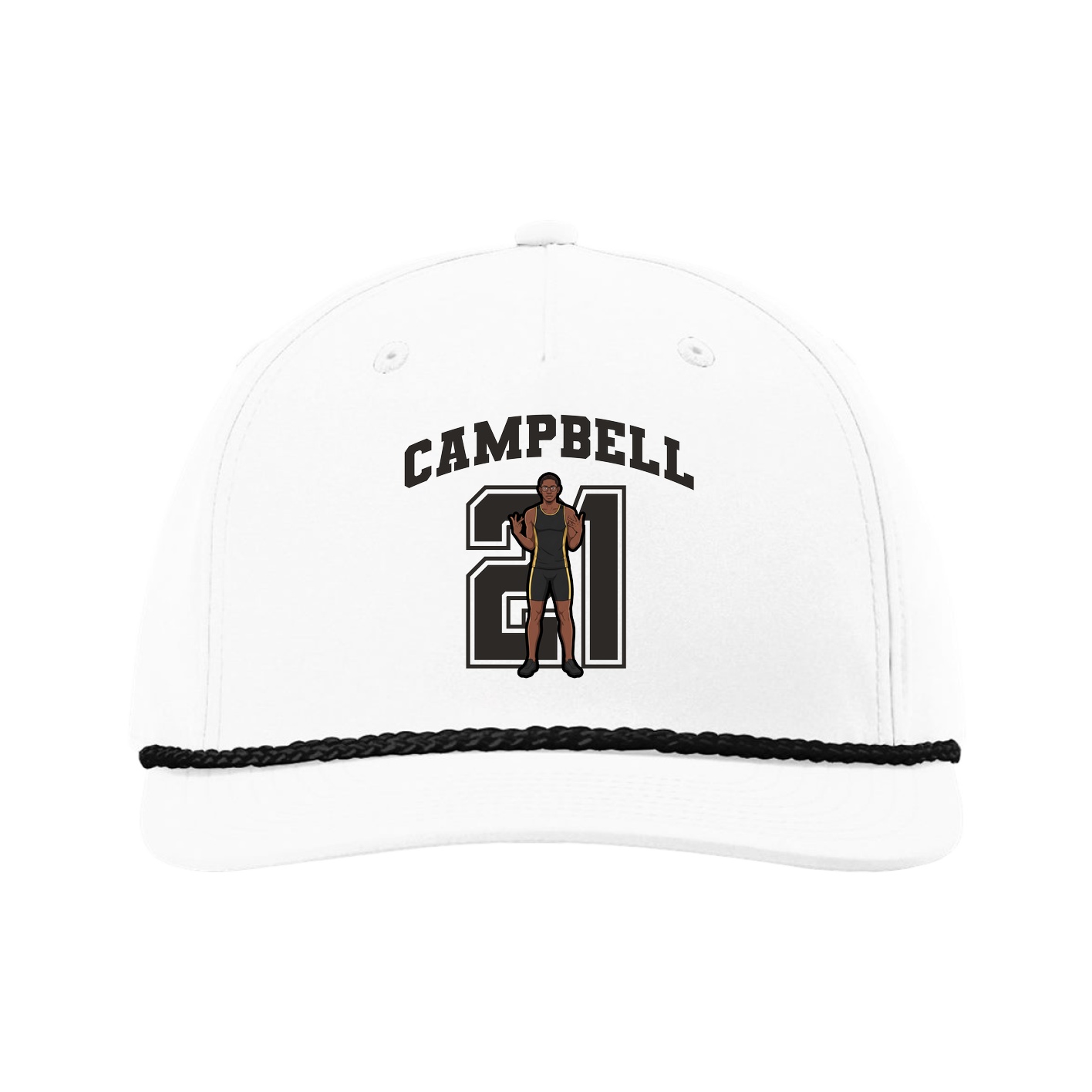 Five-Panel Classic Rope Cap — Number in White