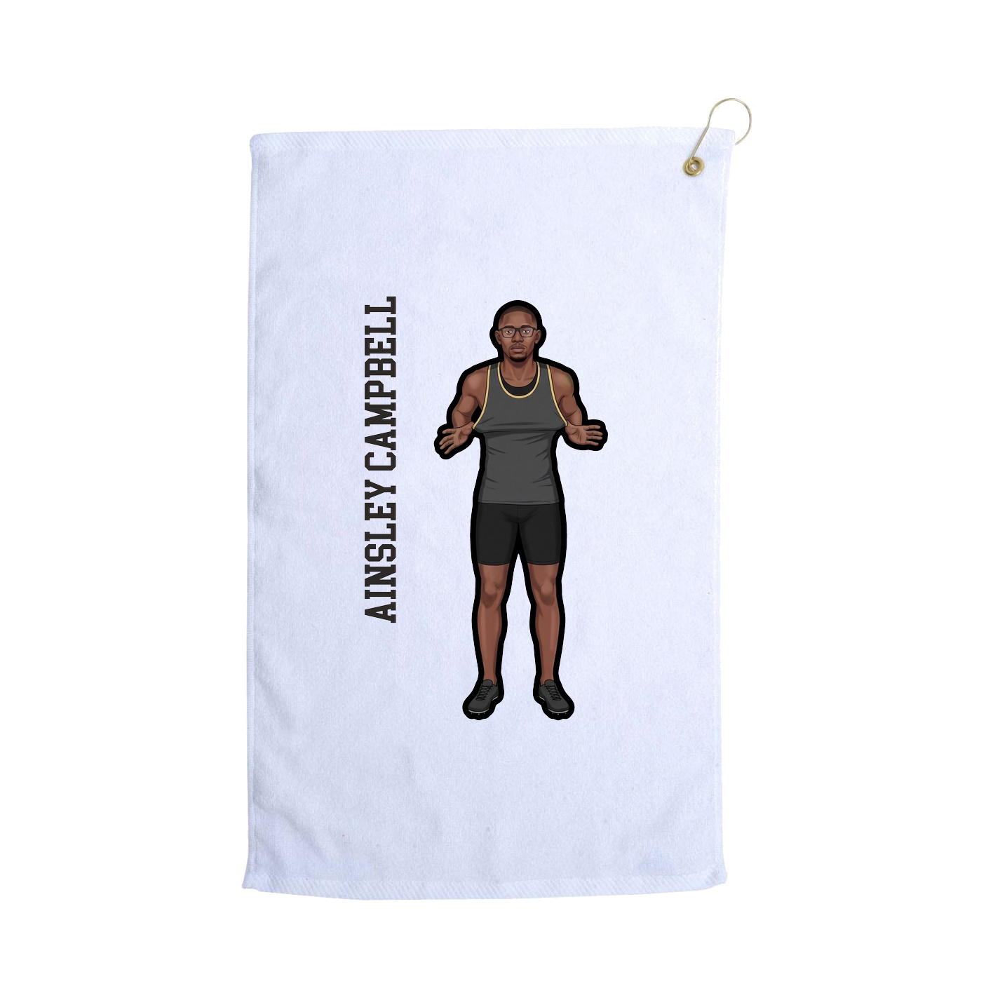 Golf Towel — Name Vertical in White