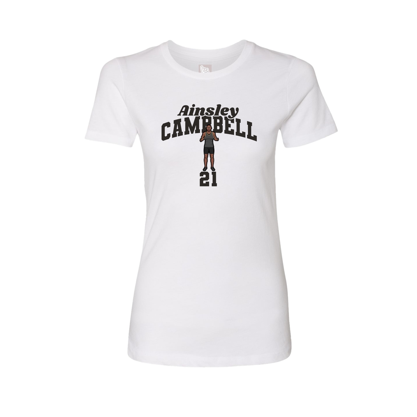 Fitted Women's Tee — Signature Arch in White