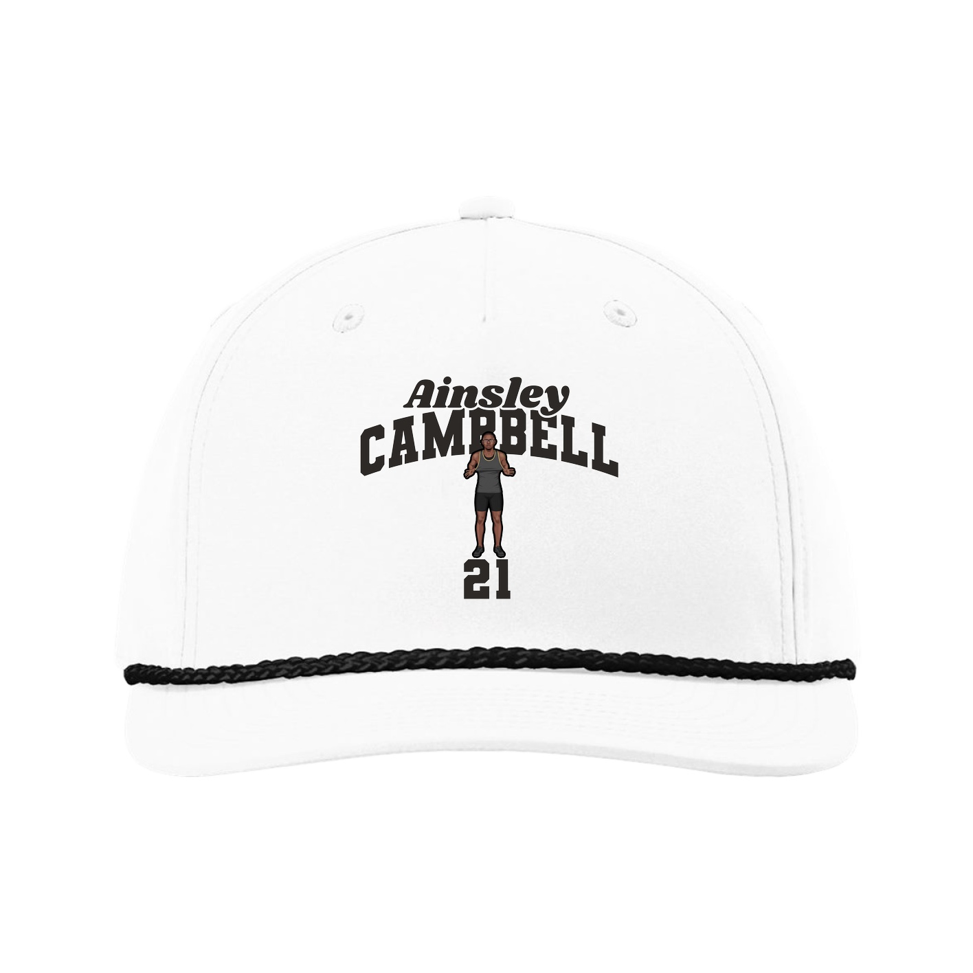 Five-Panel Classic Rope Cap — Signature Arch in White