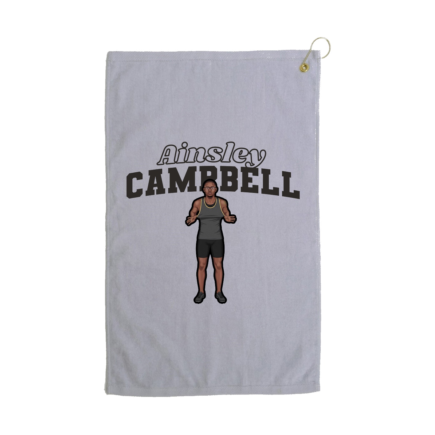 Golf Towel — Name Arch in Grey