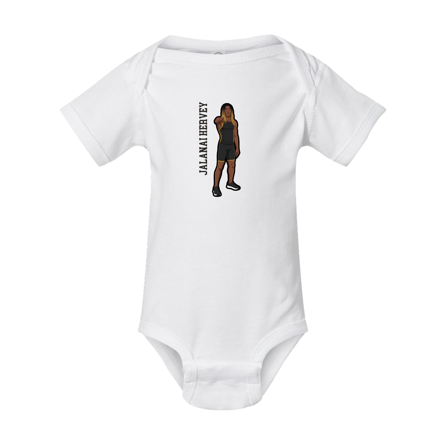 Baby Onesie — Name Vertical in White
