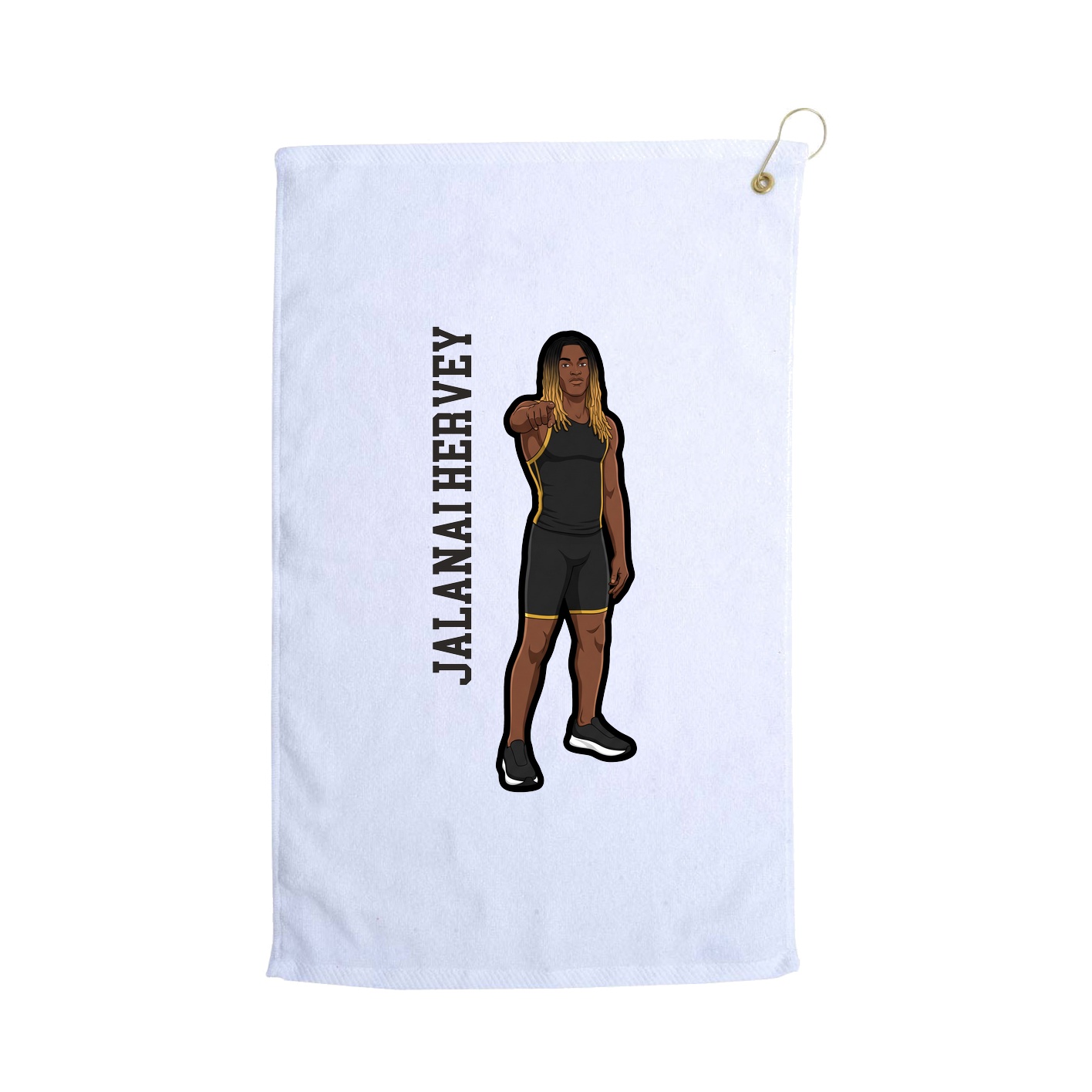 Golf Towel — Name Vertical in White