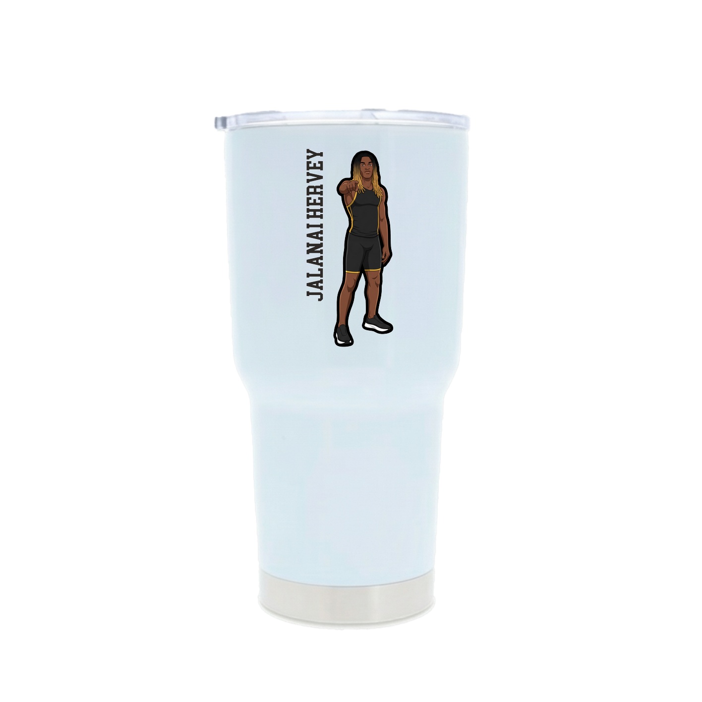 30oz Stainless Steel Tumbler — Name Vertical in White