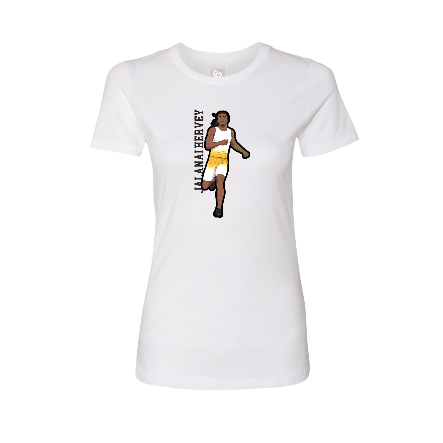 Fitted Women's Tee — Name Vertical in White