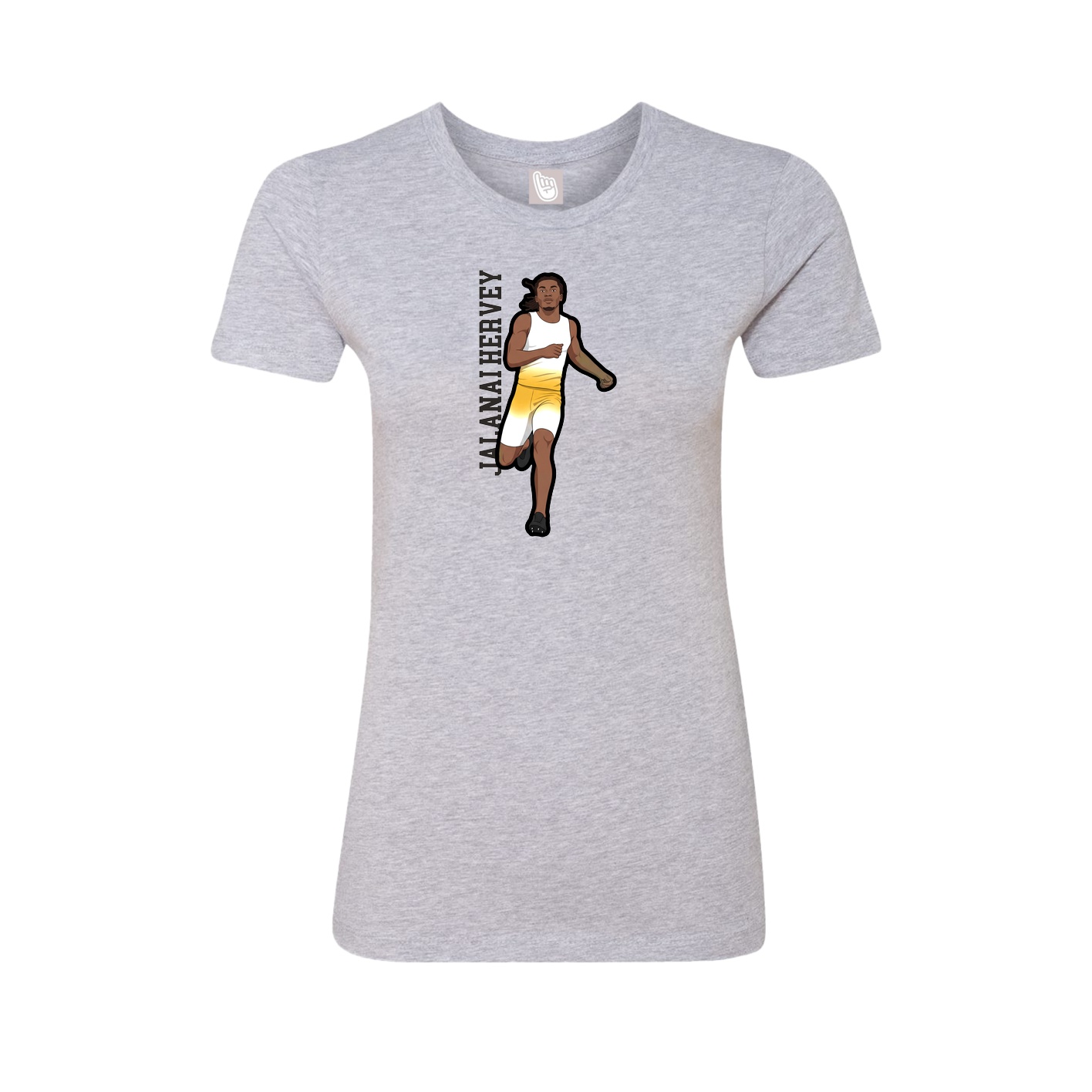 Womens Tee — Name Vertical in Grey