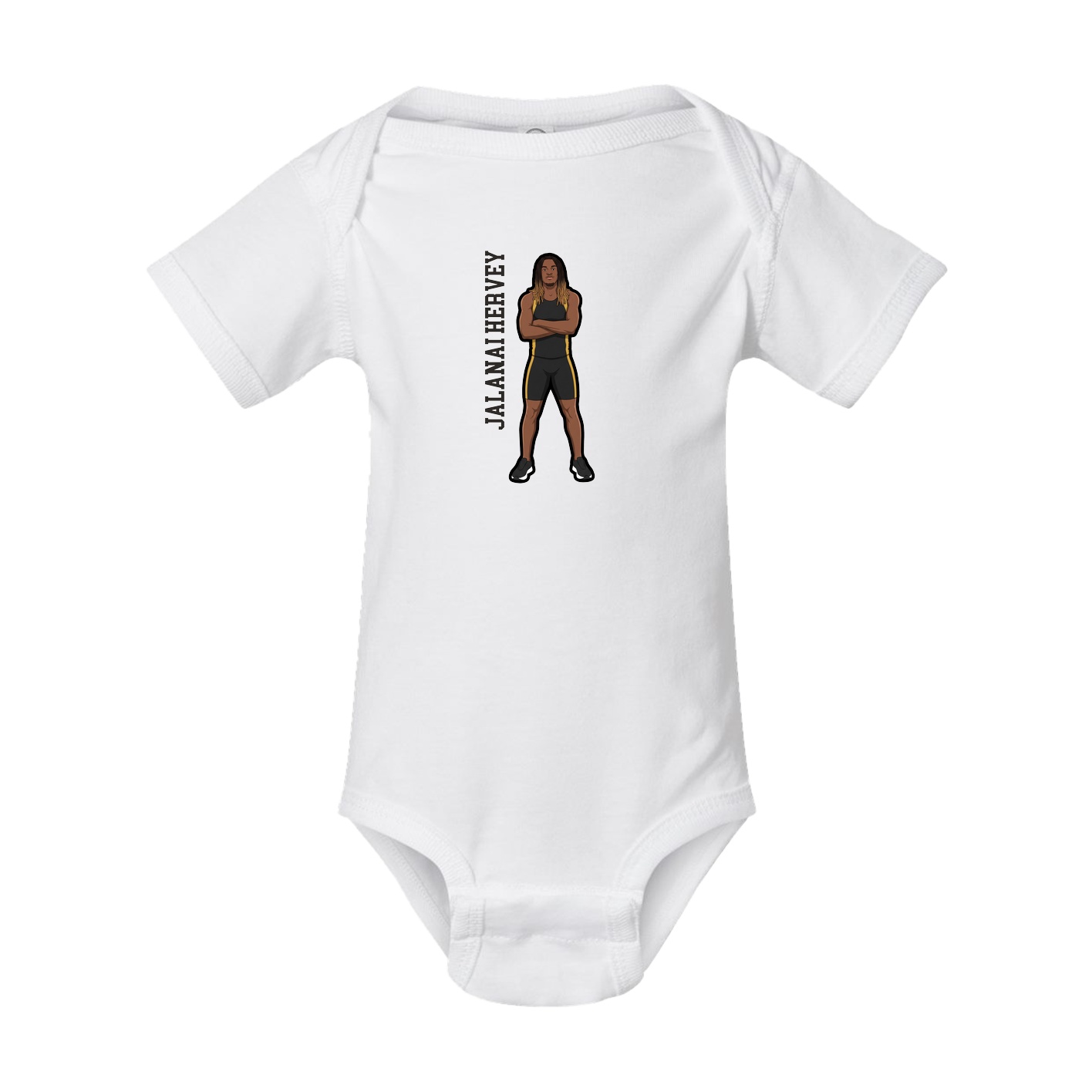 Baby Onesie — Name Vertical in White