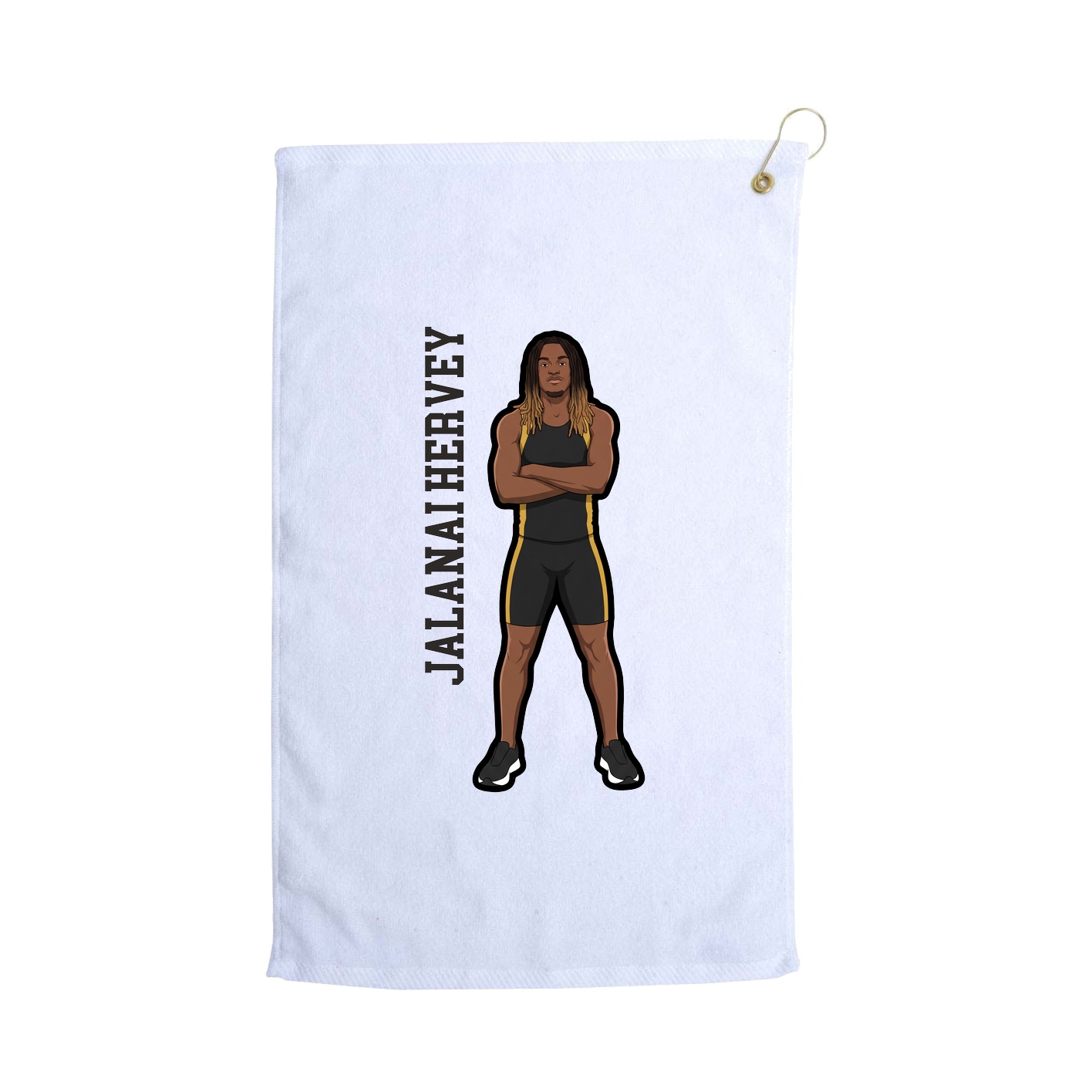 Golf Towel — Name Vertical in White