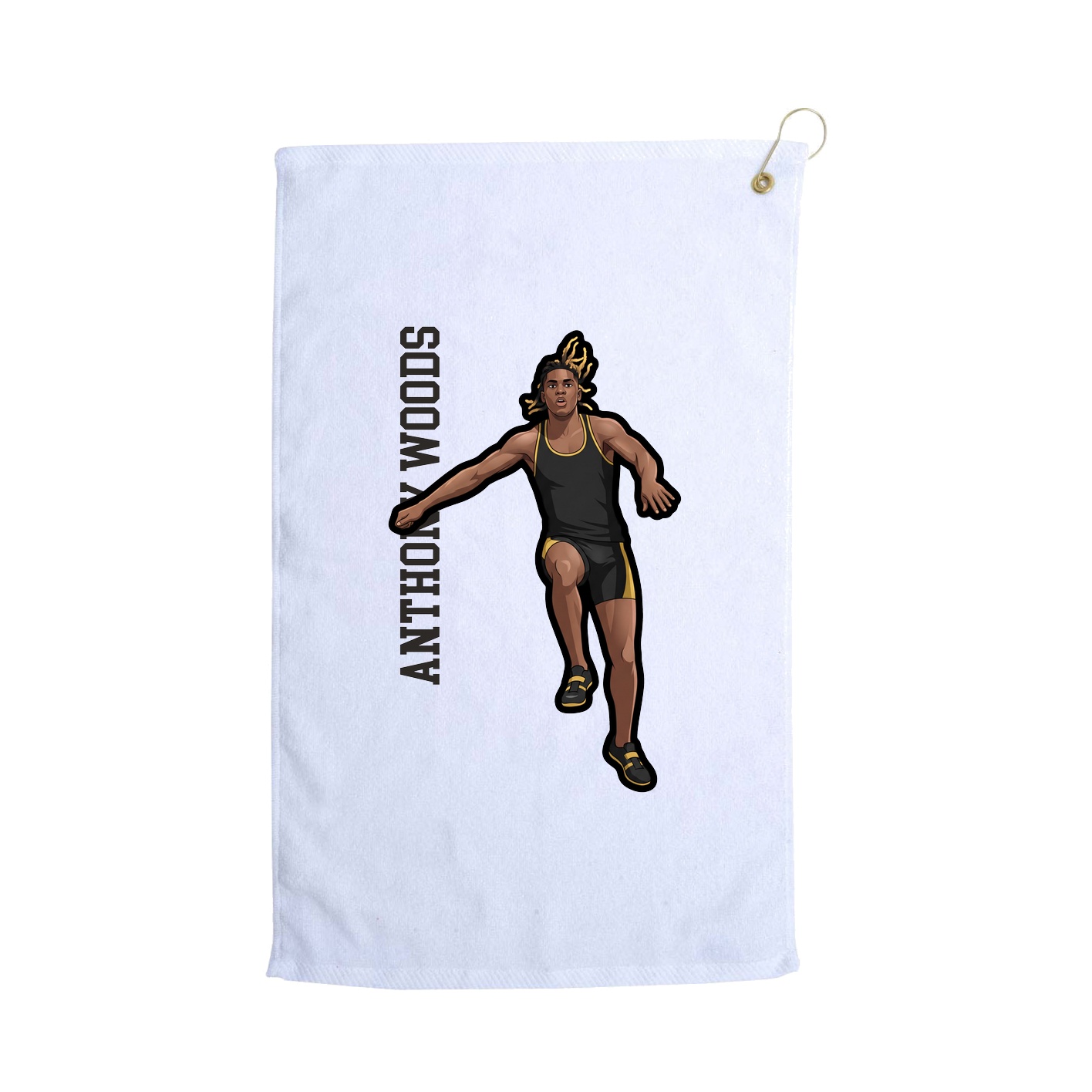 Golf Towel — Name Vertical in White