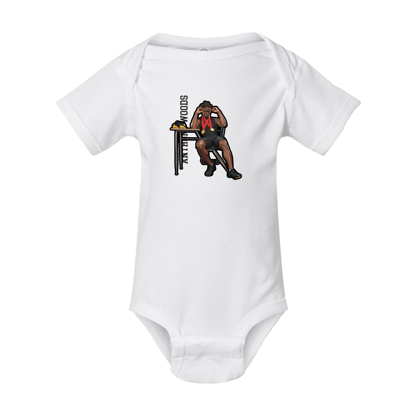 Baby Onesie — Name Vertical in White