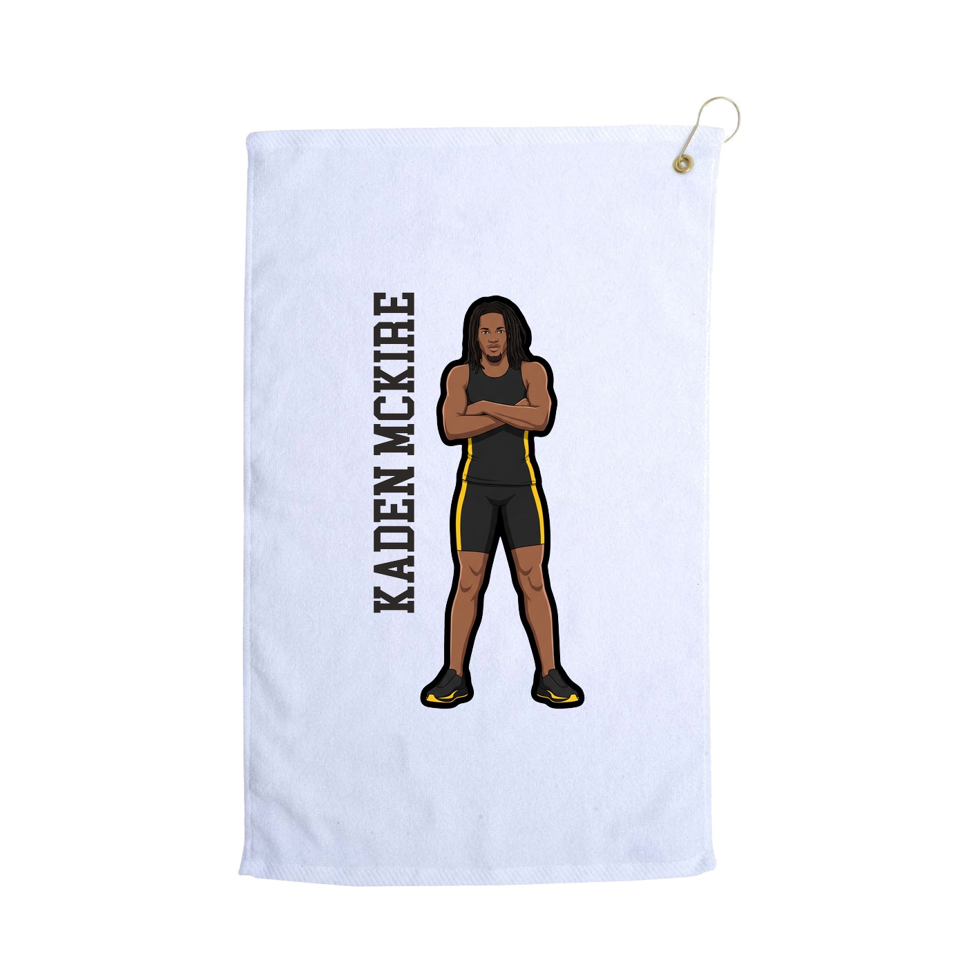 Golf Towel — Name Vertical in White