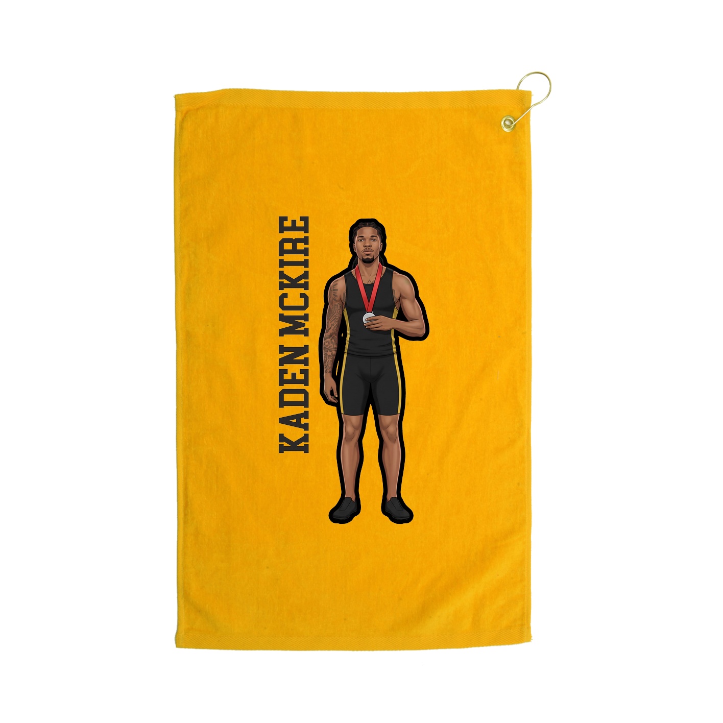 Golf Towel — Name Vertical in Gold