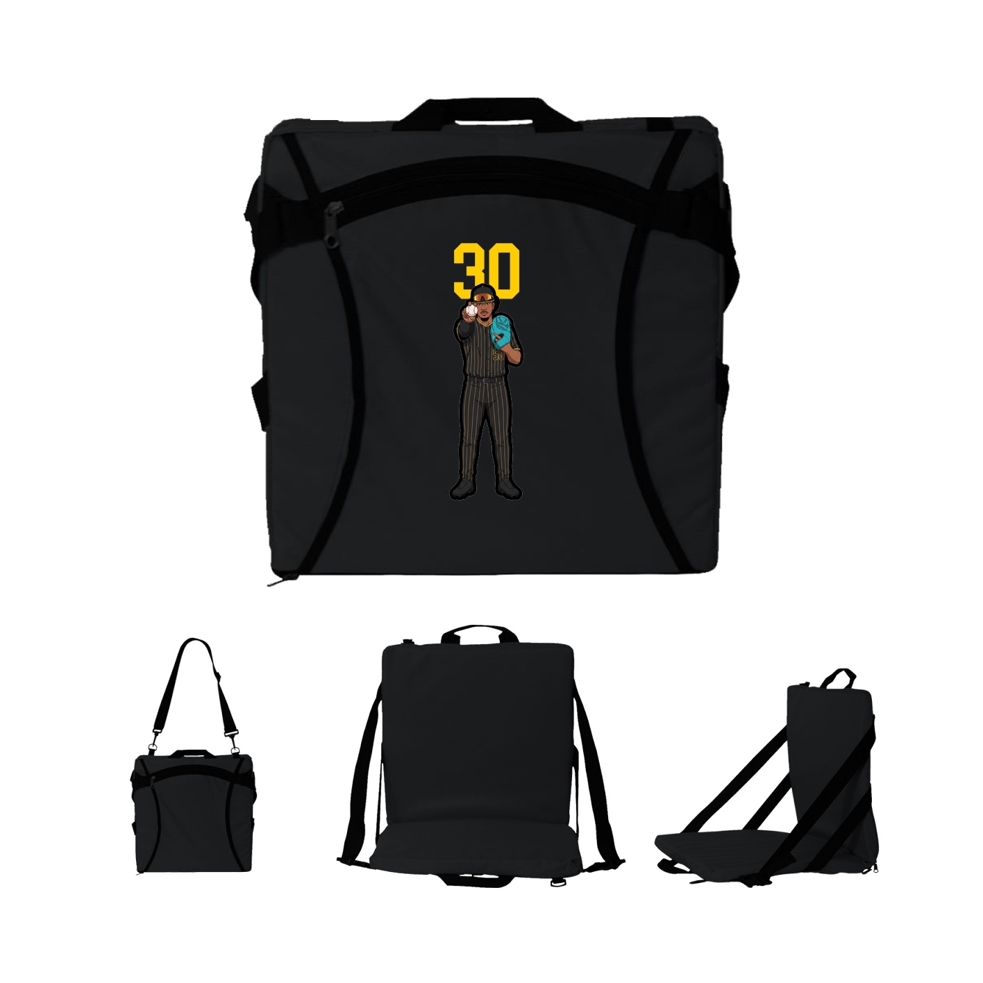 Folding Stadium Seat — Number Top in Black