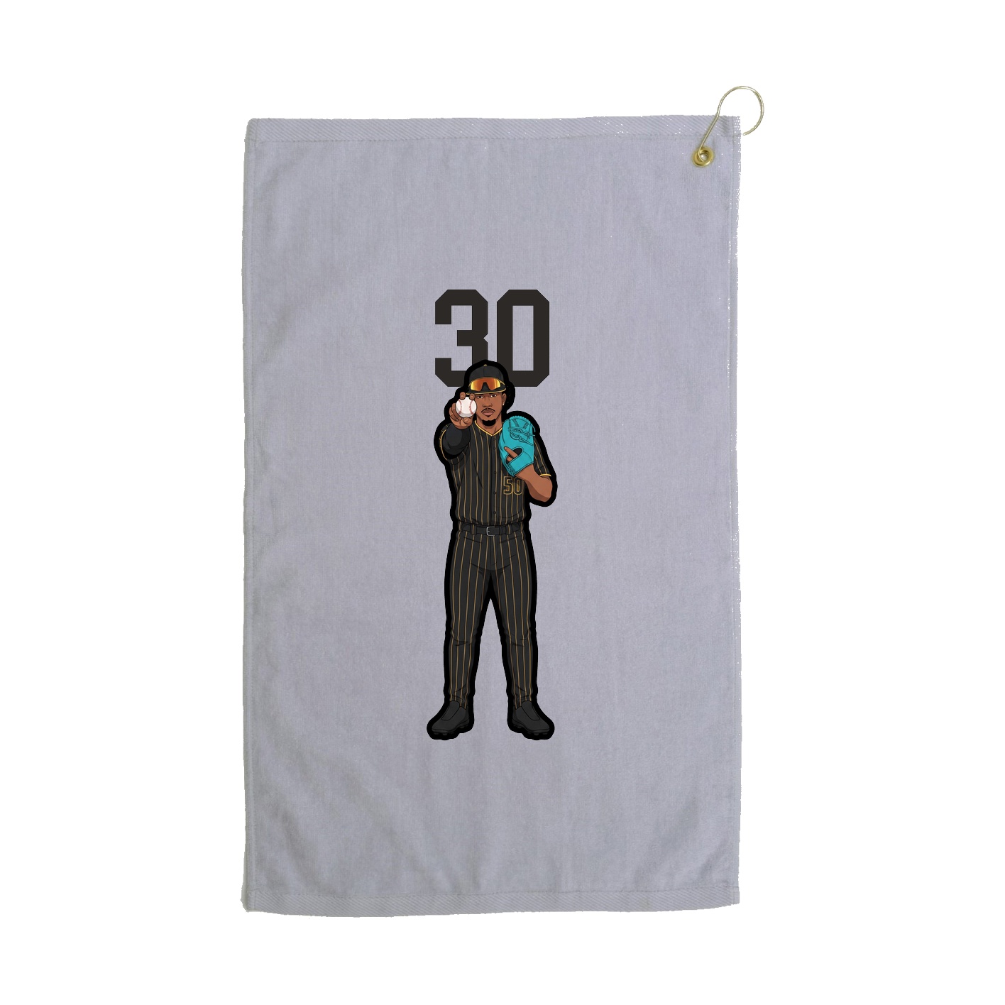 Golf Towel — Number Top in Grey