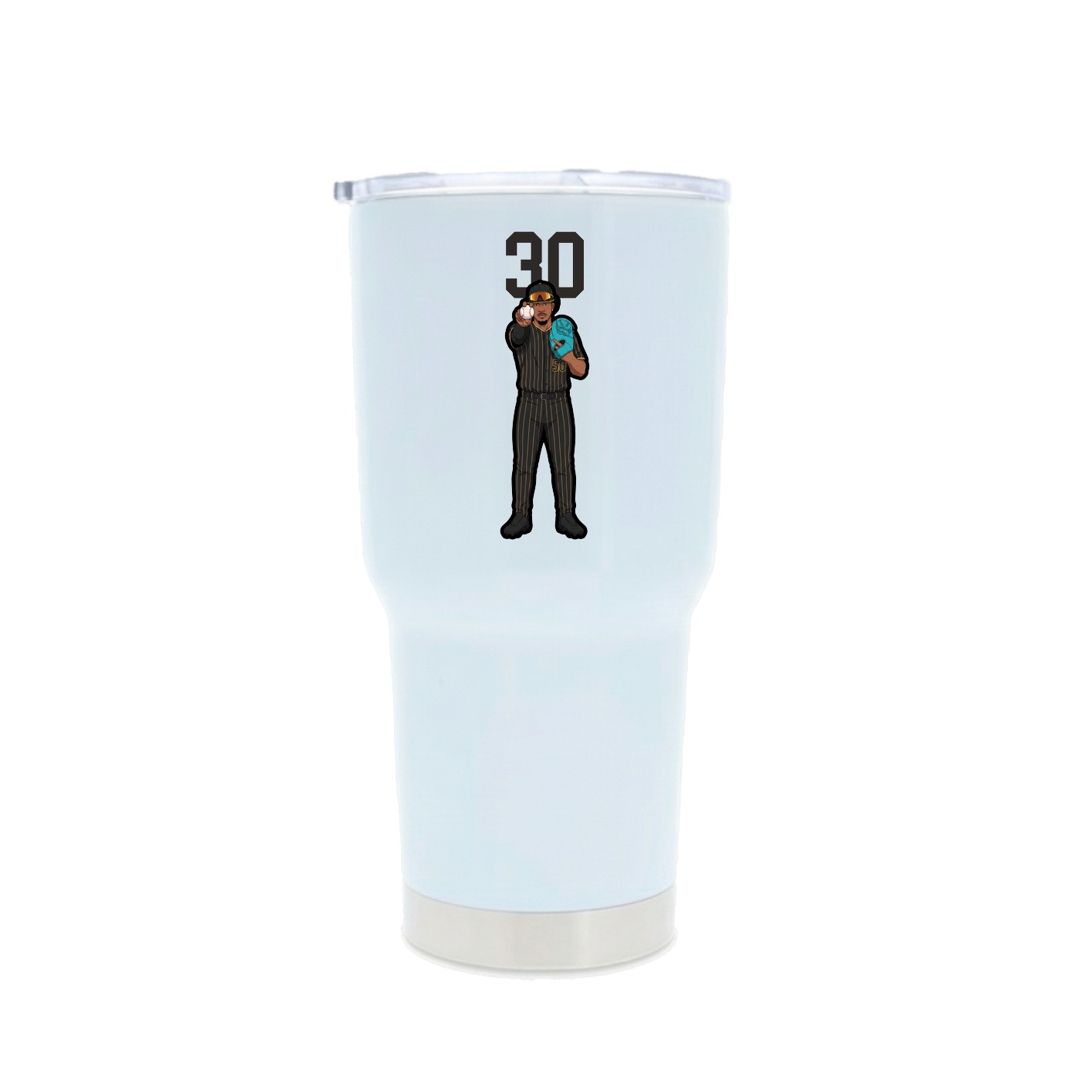 30oz Stainless Steel Tumbler — Number Top in White