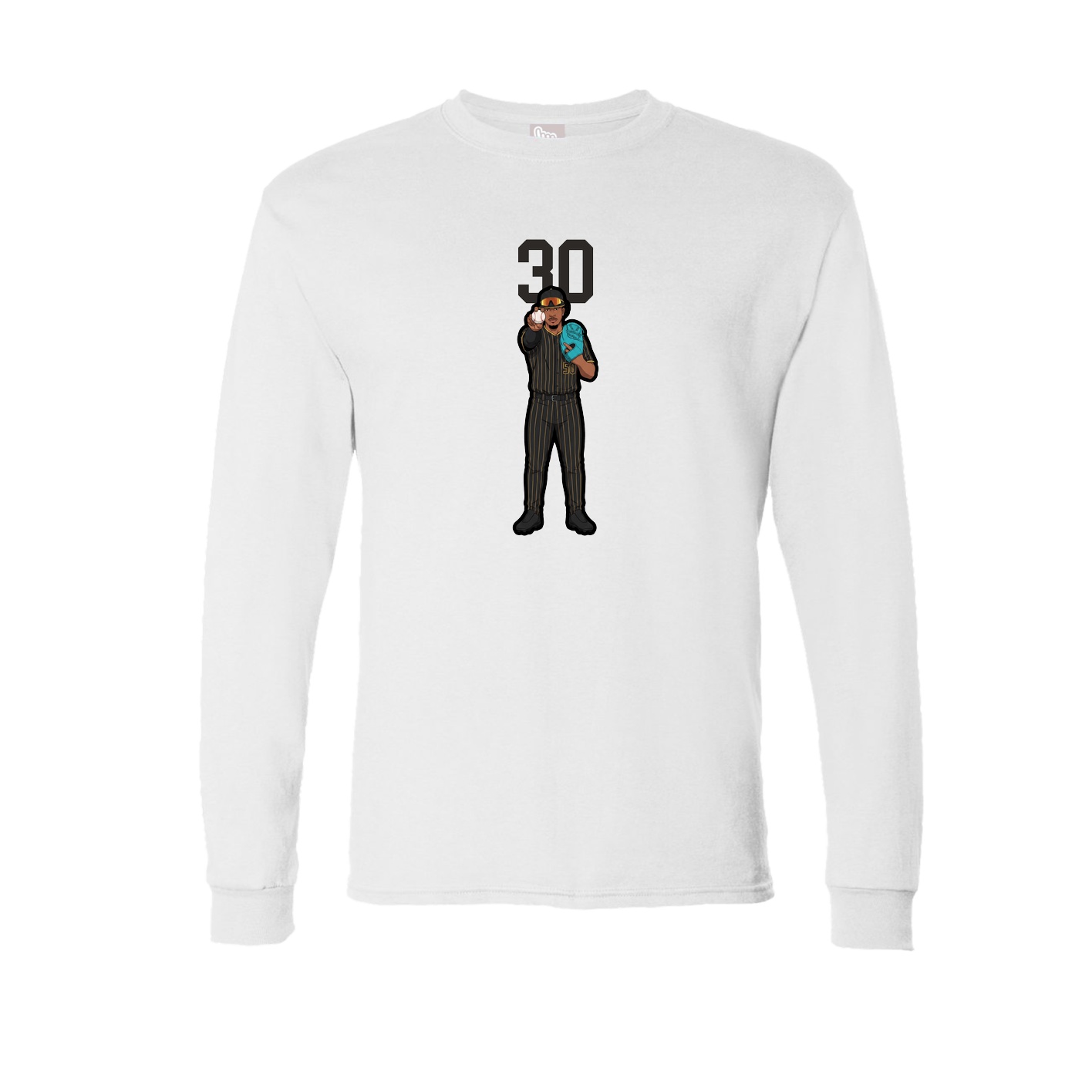 Long Sleeve Tee — Number Top in White