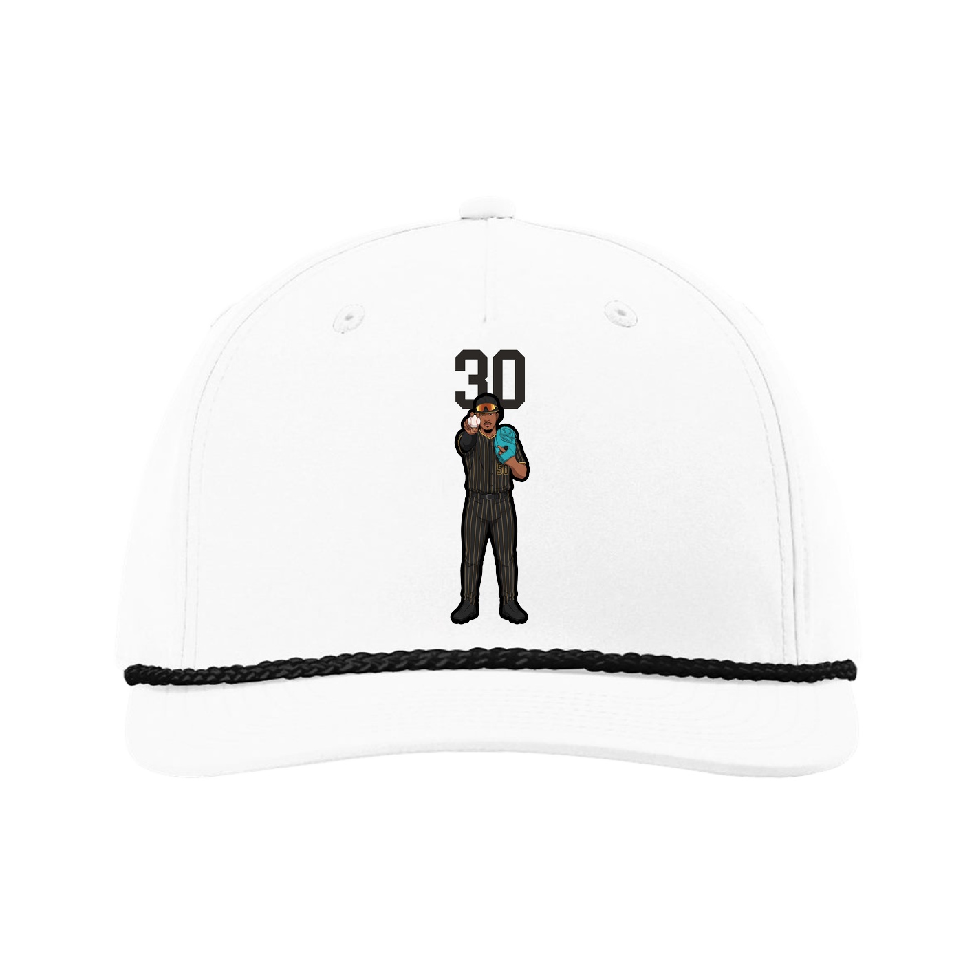 Five-Panel Classic Rope Cap — Number Top in White