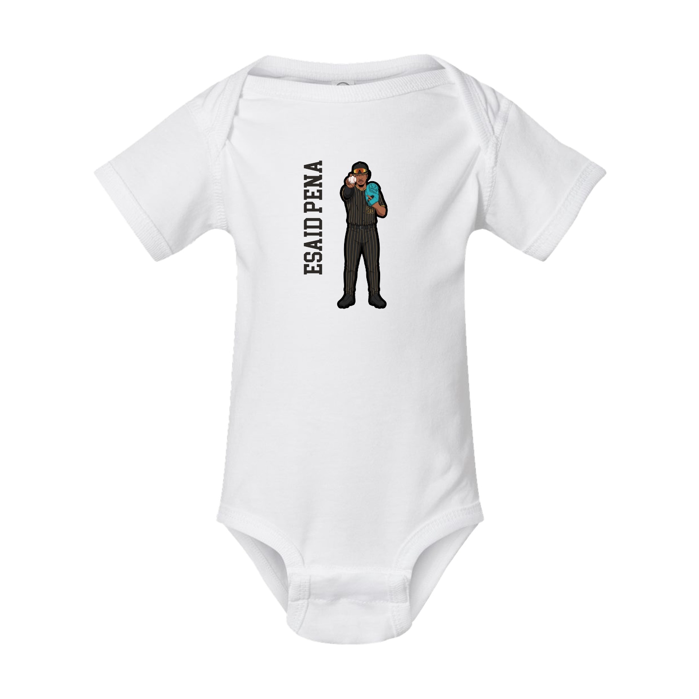 Baby Onesie — Name Vertical in White