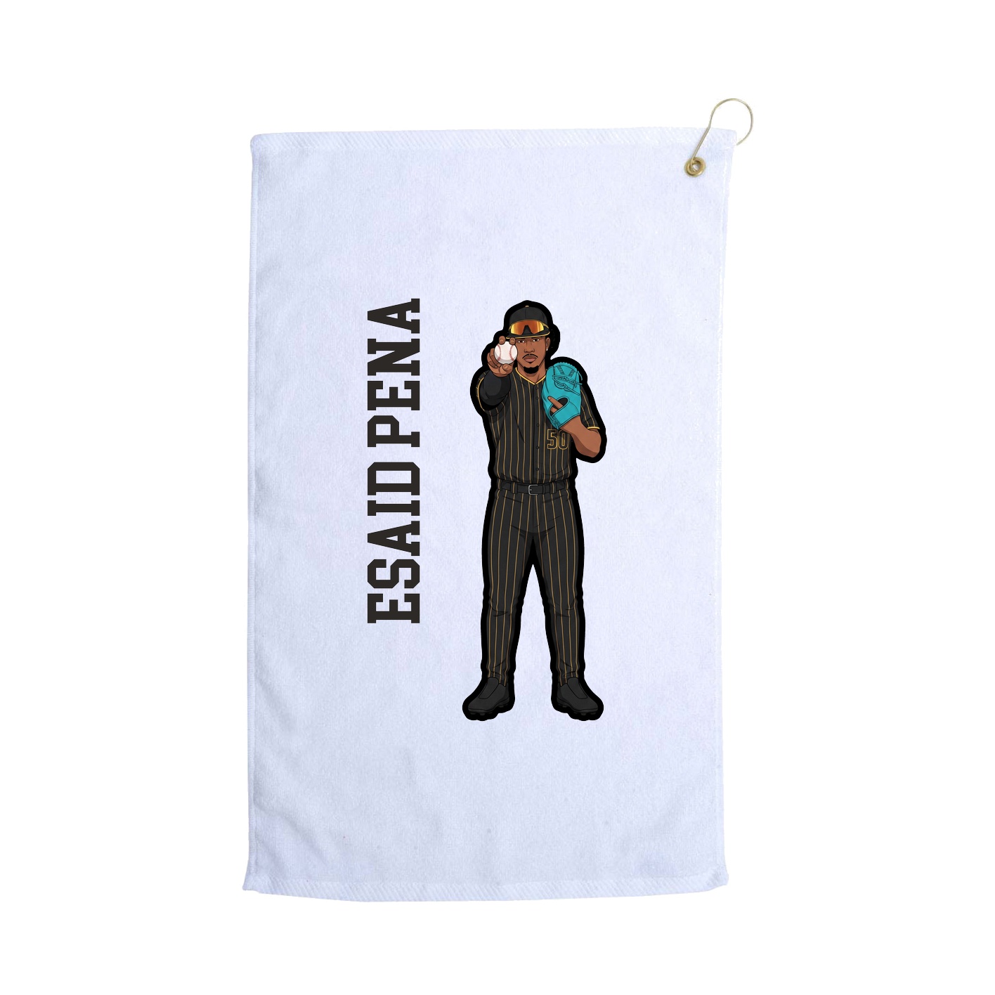 Golf Towel — Name Vertical in White