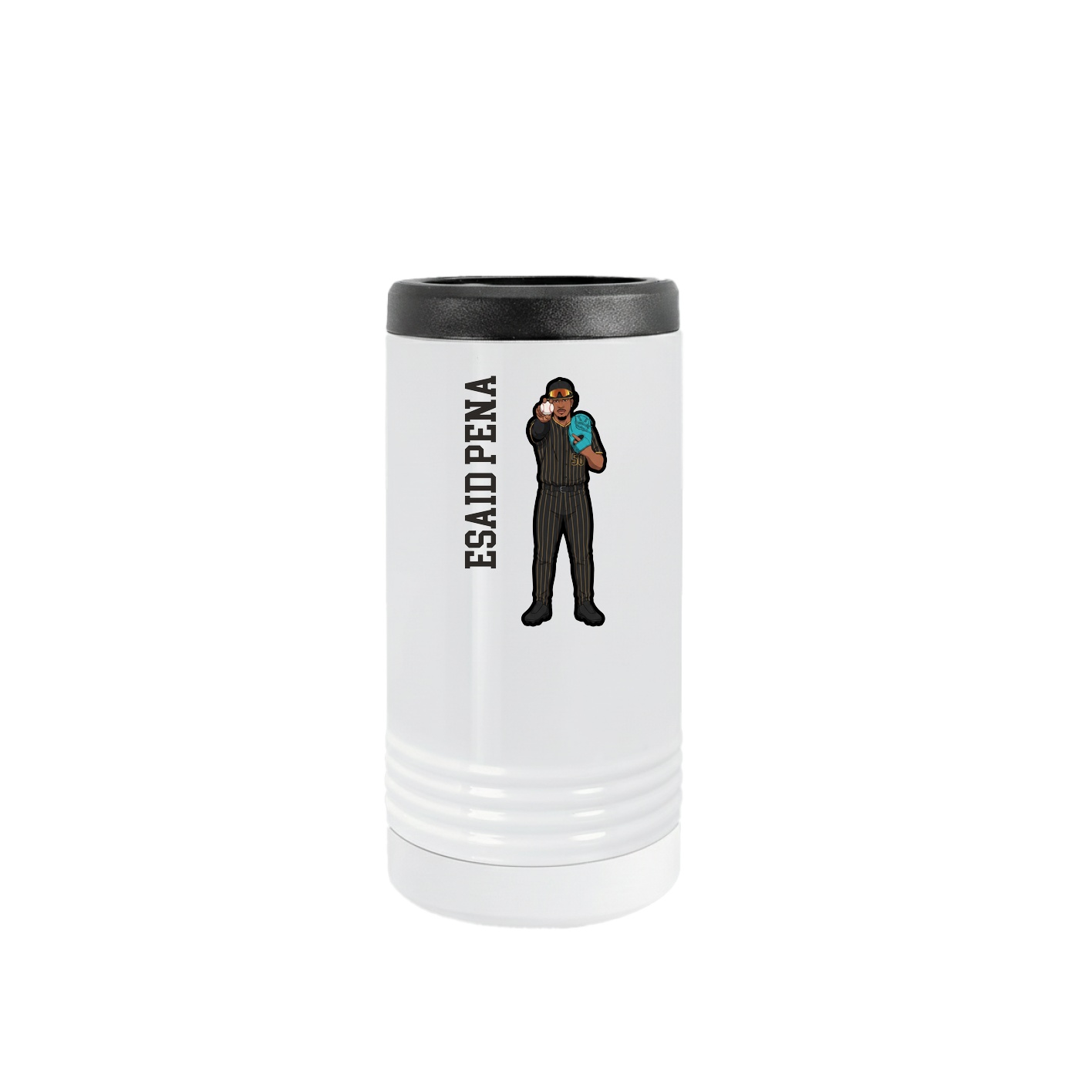 Slim Beverage Holder — Name Vertical in White
