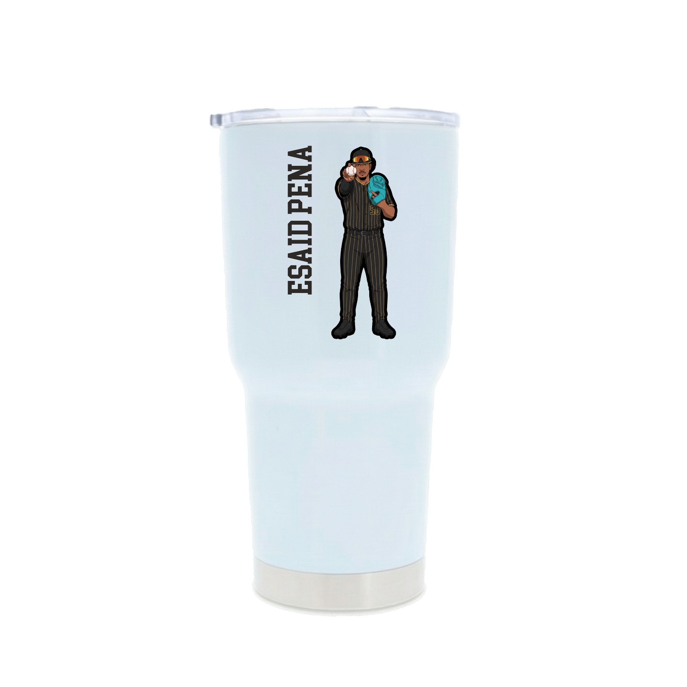 30oz Stainless Steel Tumbler — Name Vertical in White