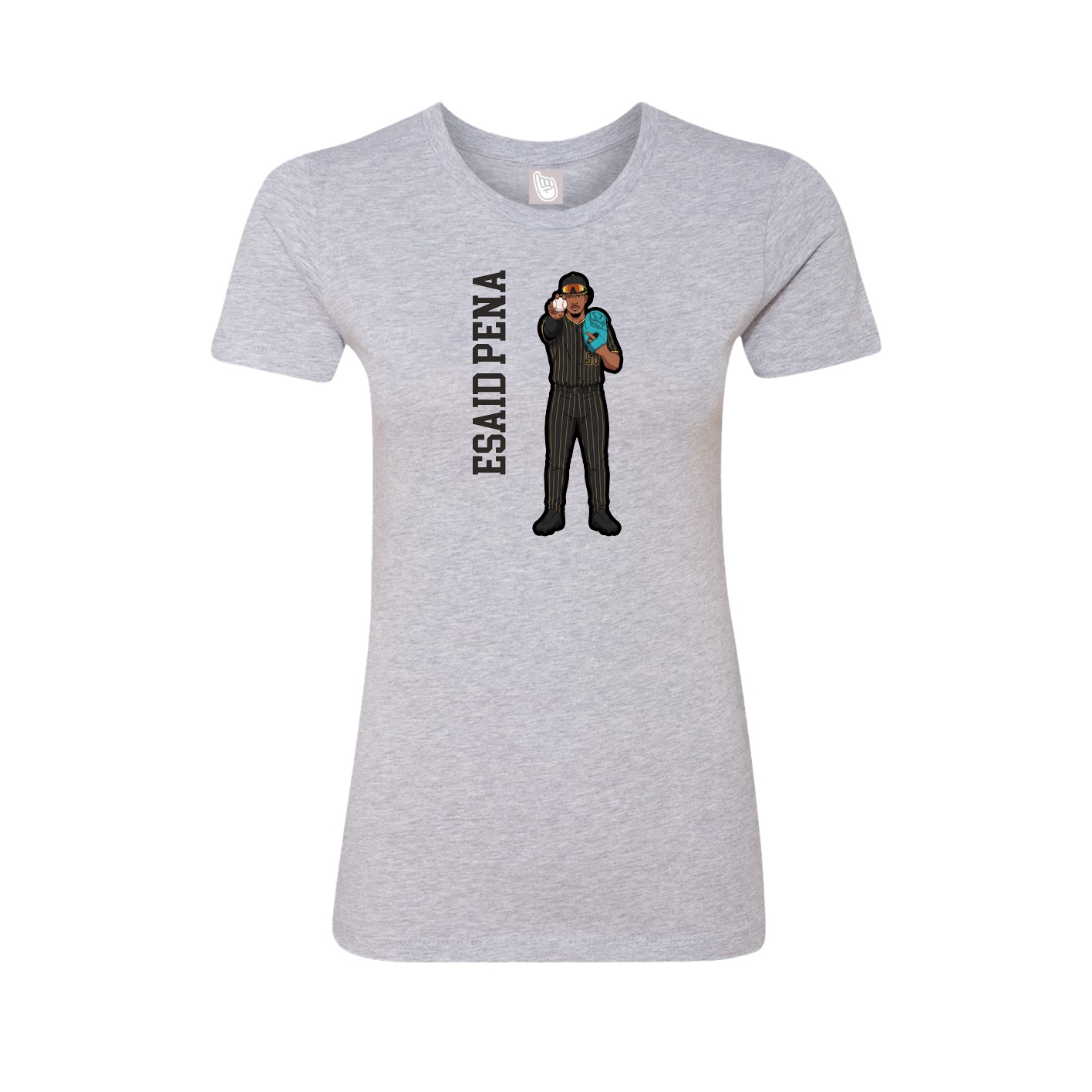 Fitted Women's Tee — Name Vertical in Grey