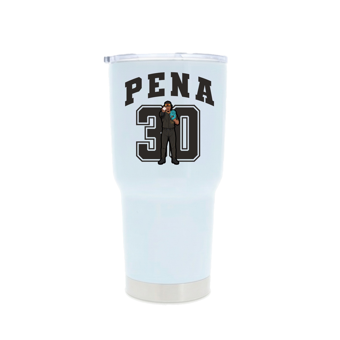 30oz Stainless Steel Tumbler — Number in White