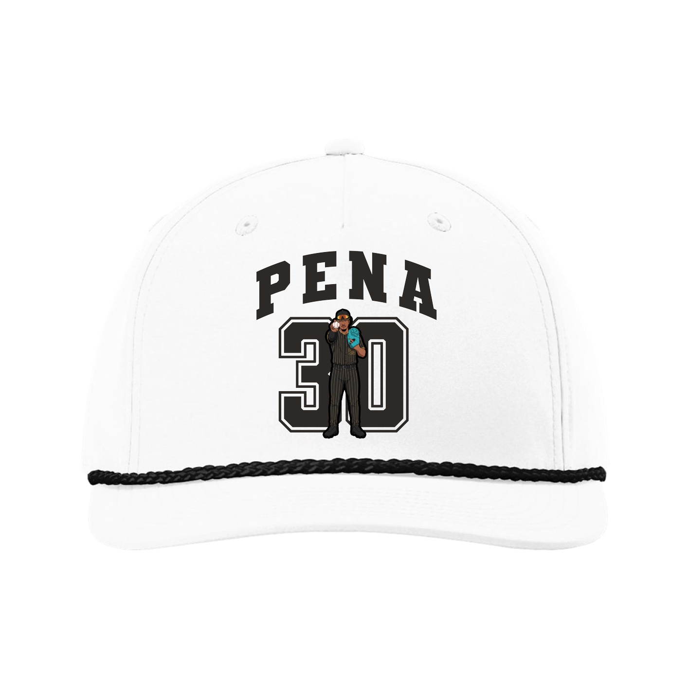Five-Panel Classic Rope Cap — Number in White