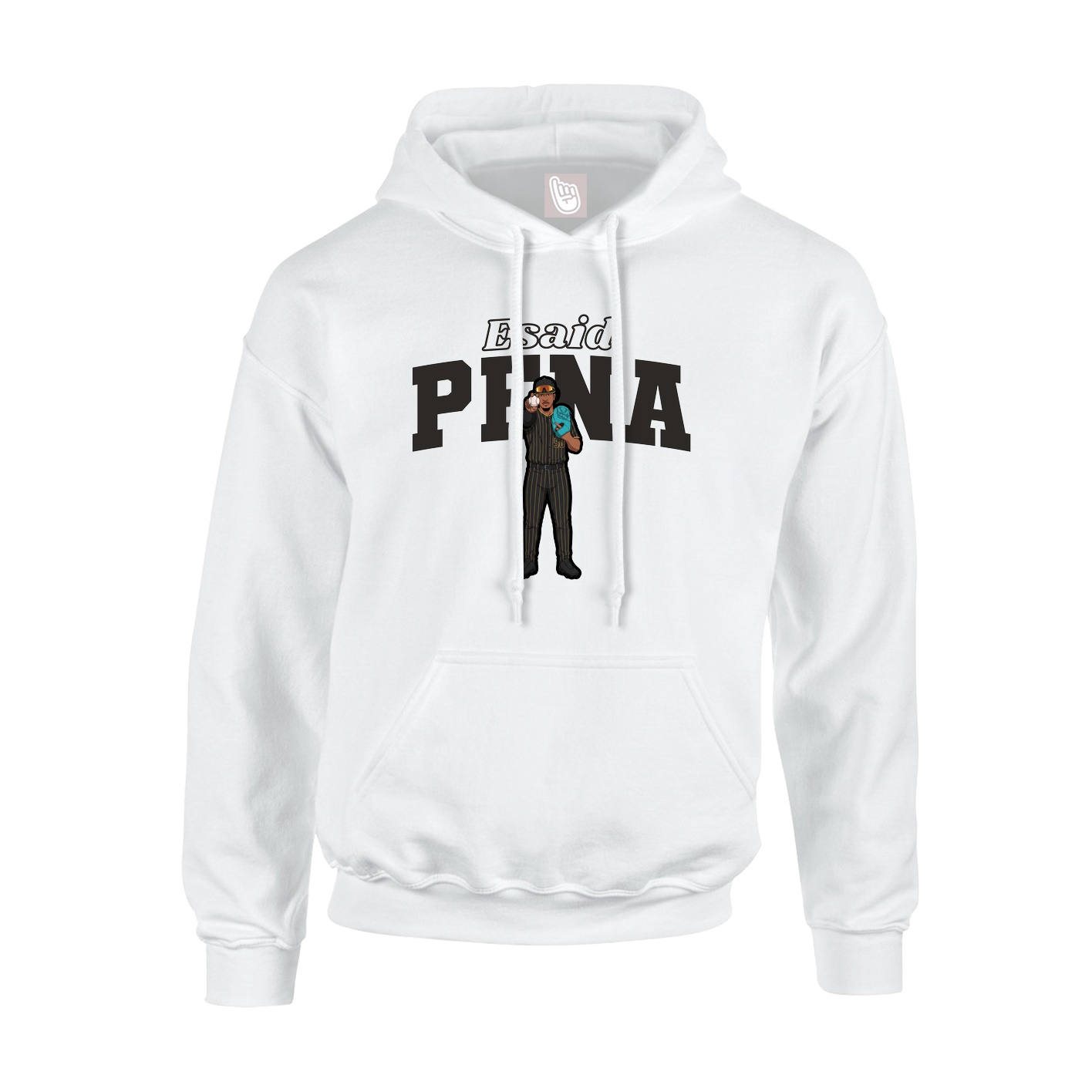 Youth Hoodie — Name Arch in White
