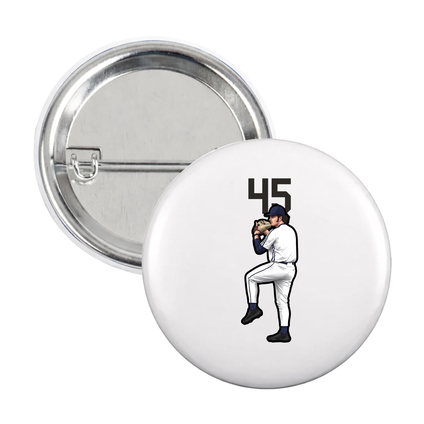 Game Day Button — Number Top in White