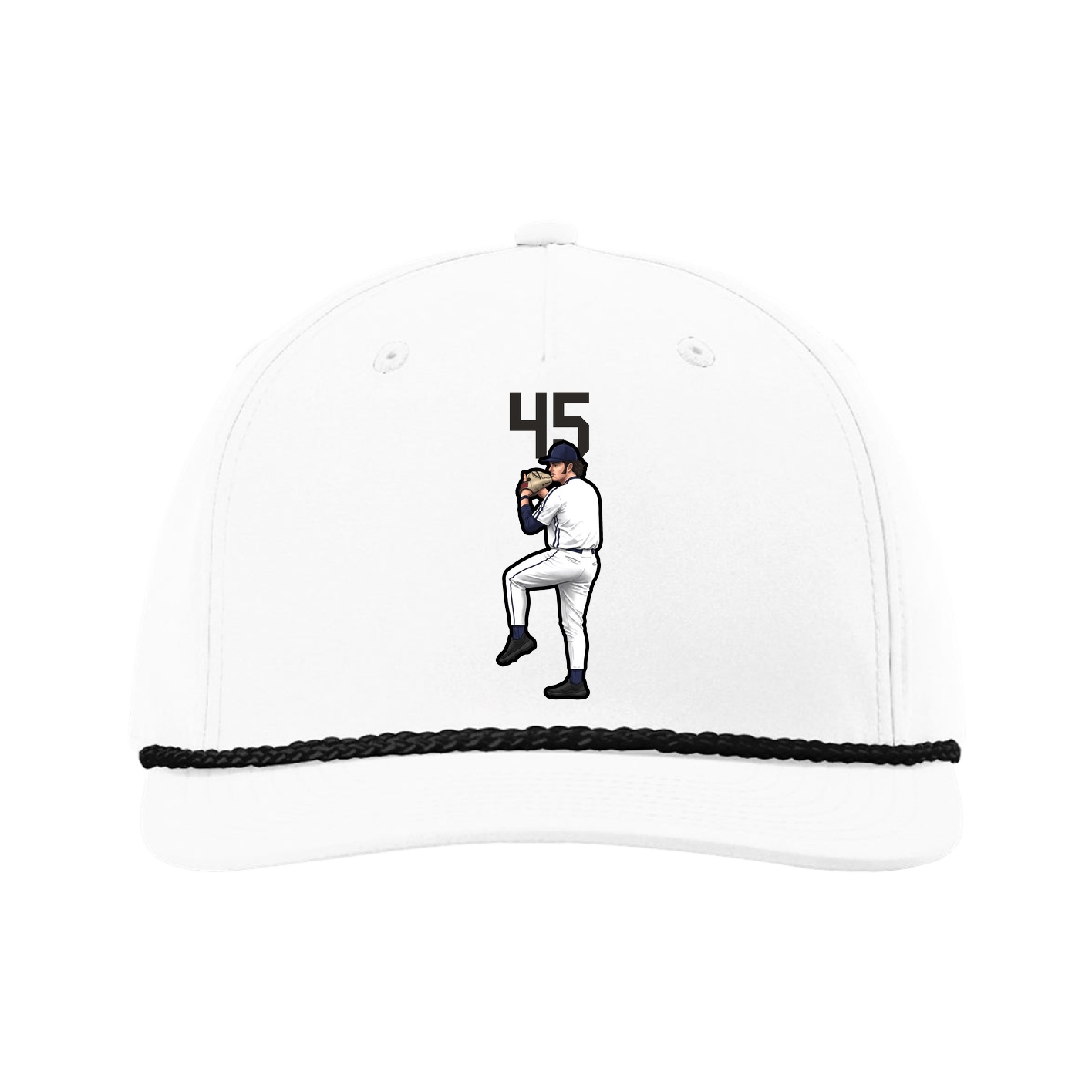 Five-Panel Classic Rope Cap — Number Top in White