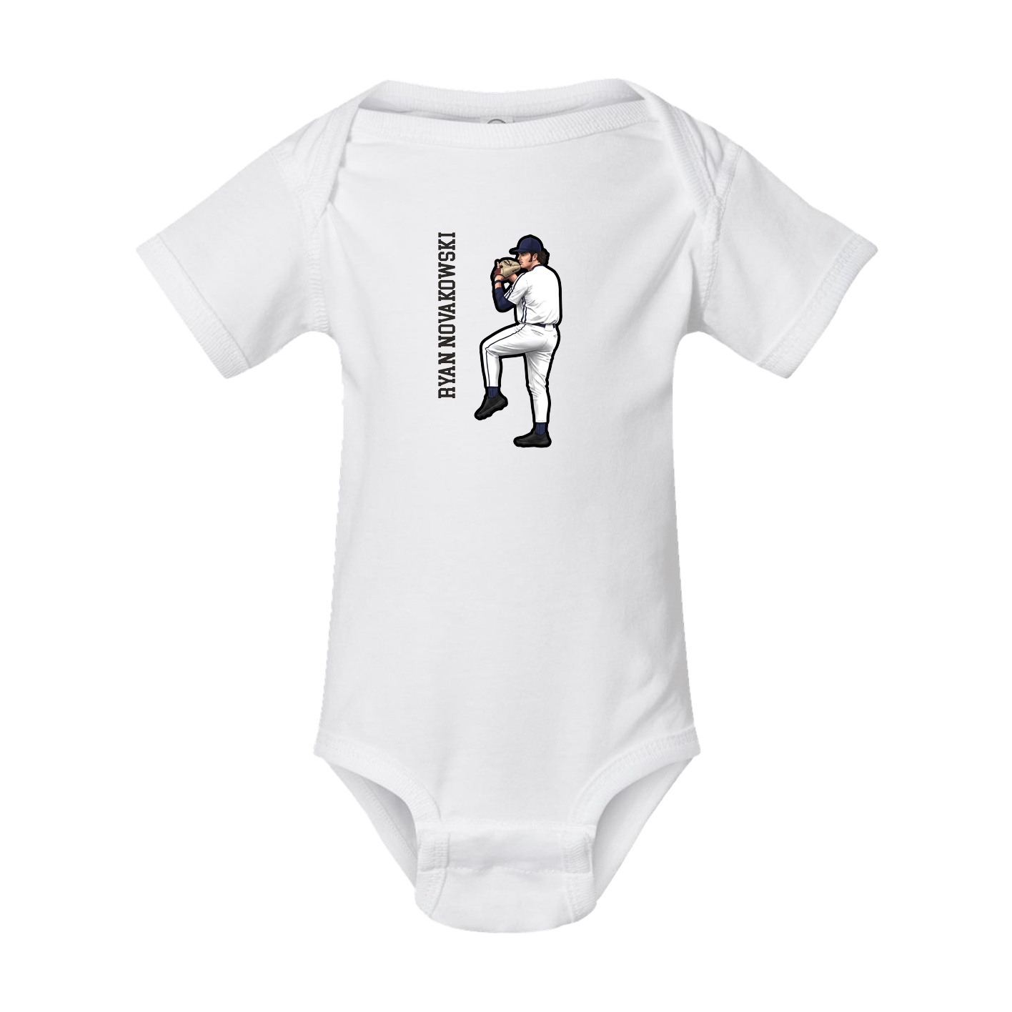 Baby Onesie — Name Vertical in White