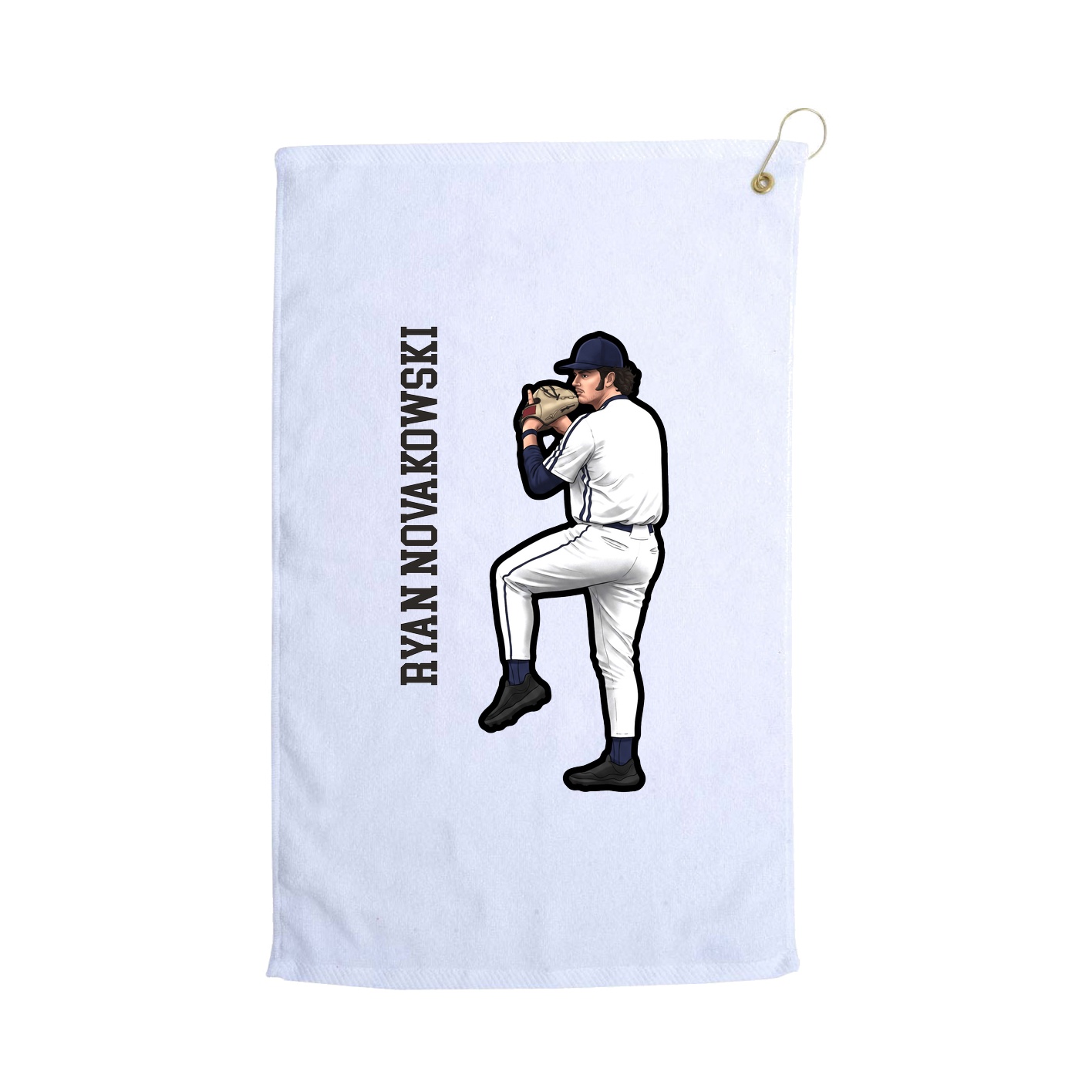 Golf Towel — Name Vertical in White