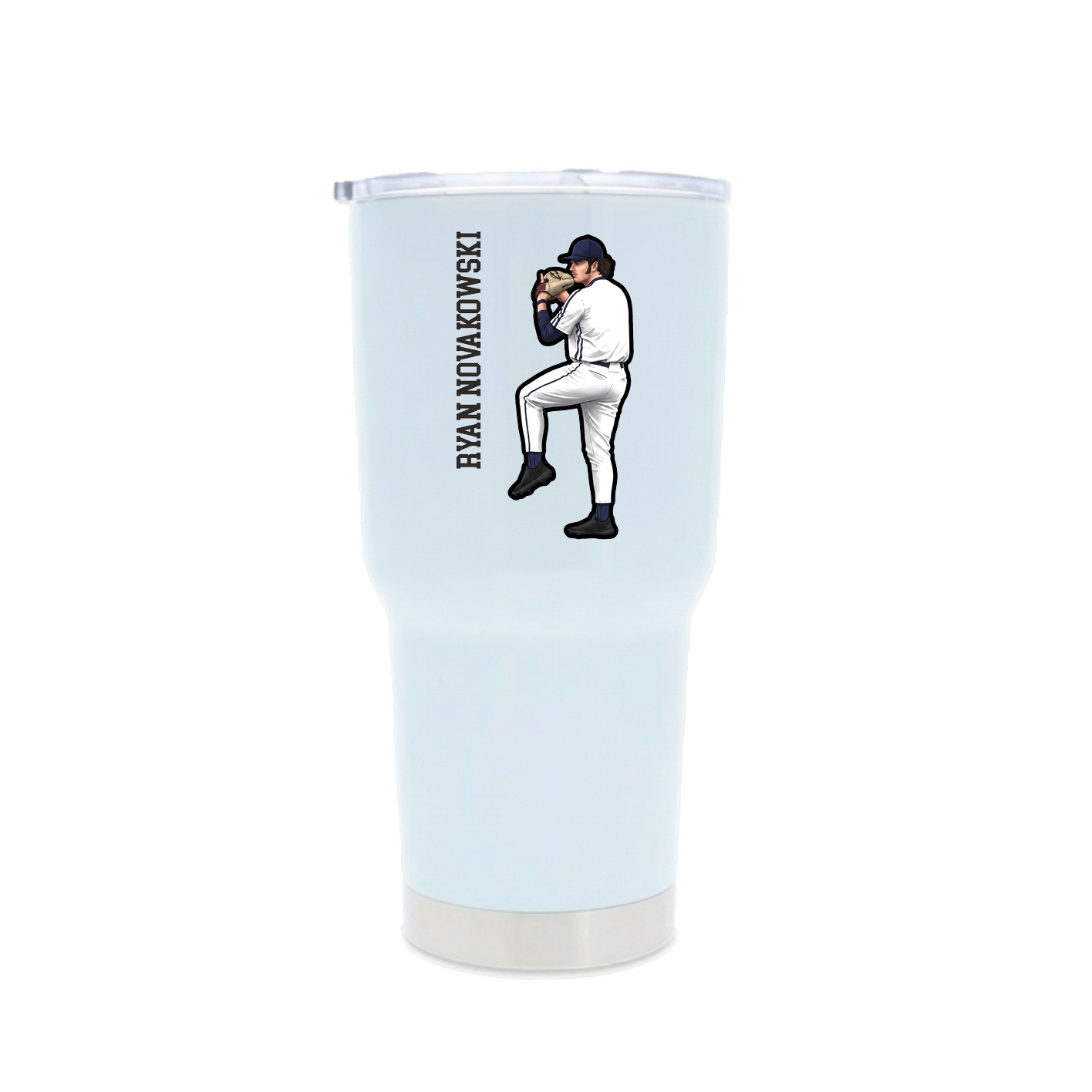 30oz Stainless Steel Tumbler — Name Vertical in White