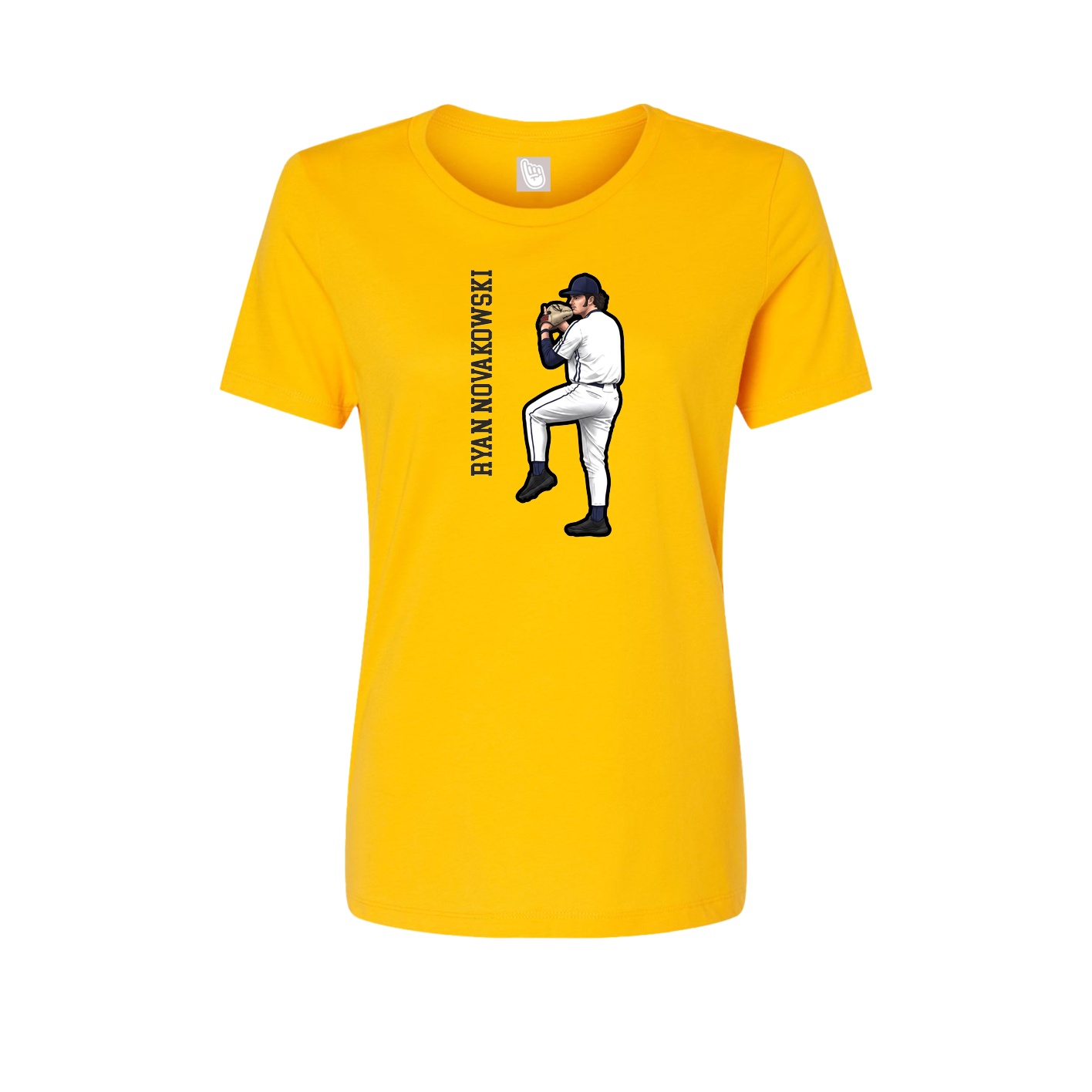 Fitted Women's Tee — Name Vertical in Gold