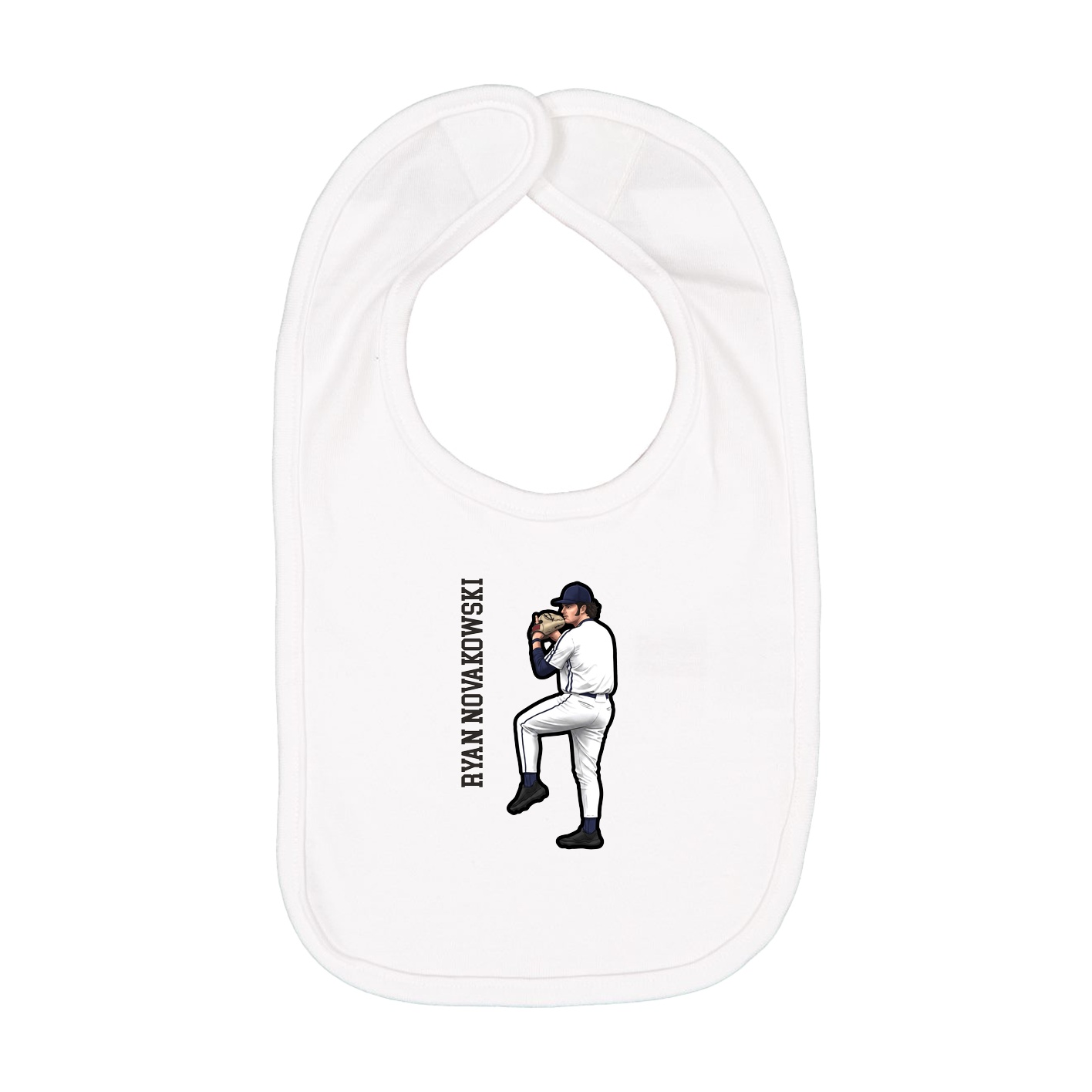 Infant Bib — Name Vertical in White