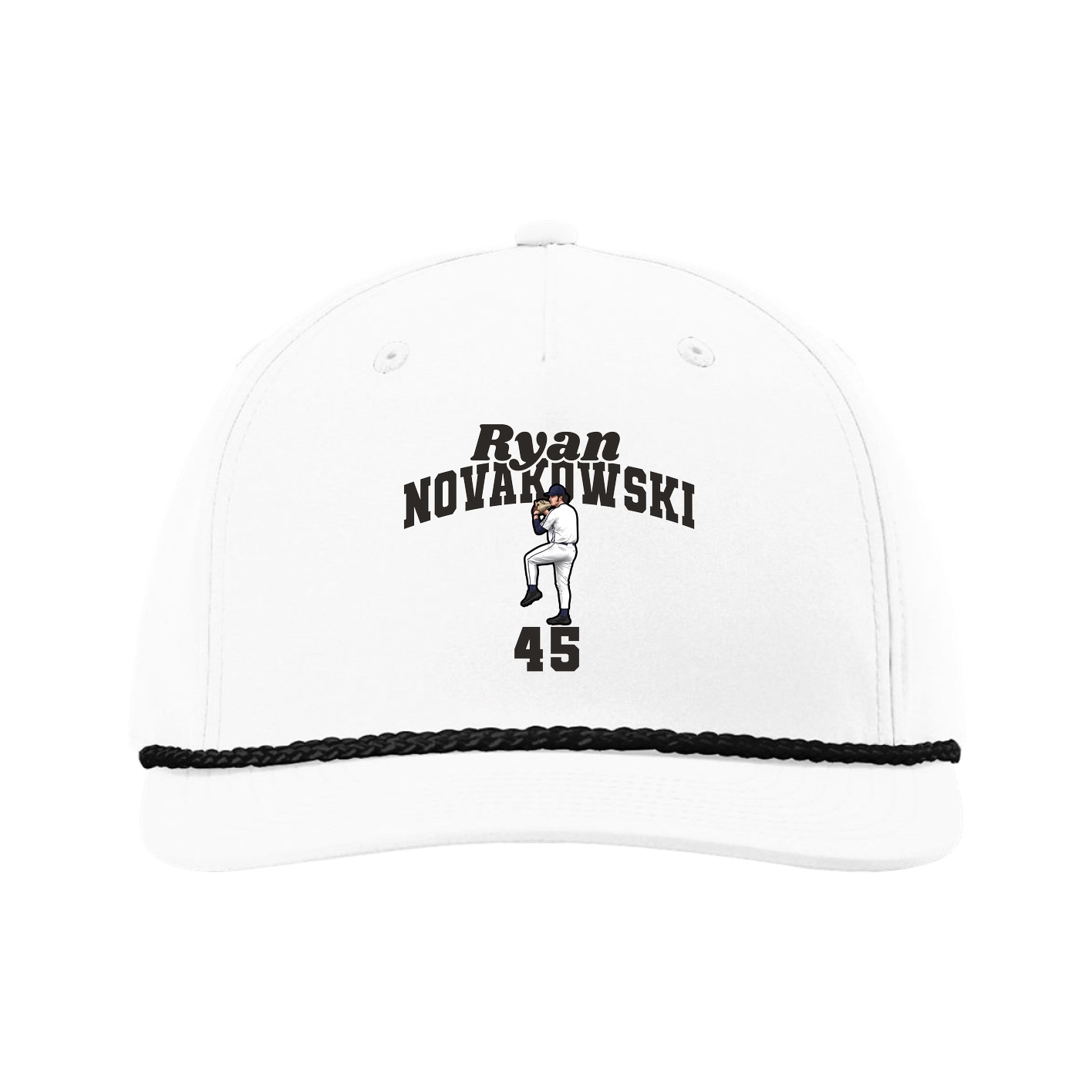 Five-Panel Classic Rope Cap — Signature Arch in White