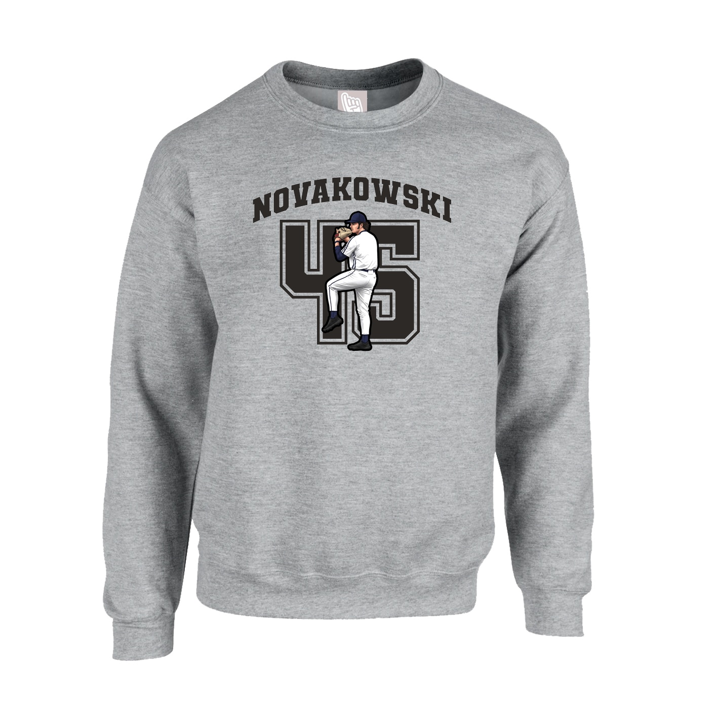 Fleece Crew — Number in Grey
