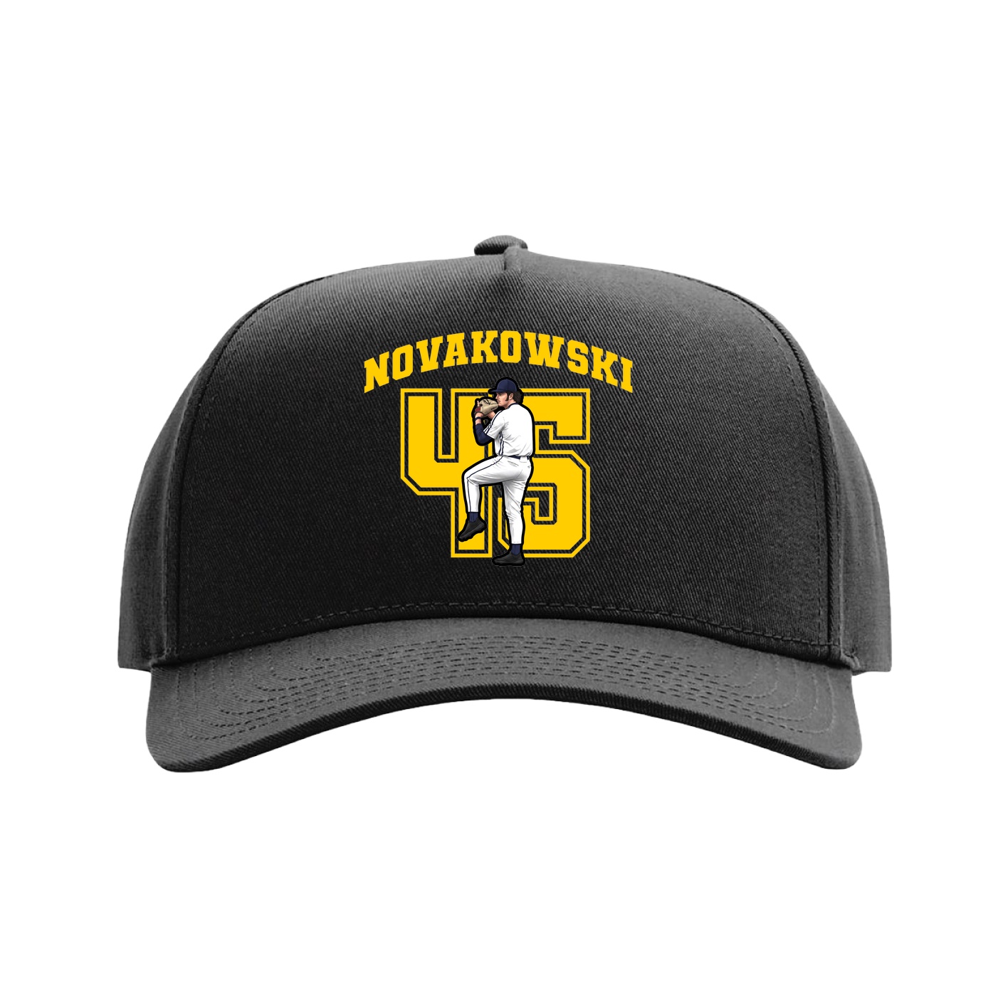 Full Fabric Five-Panel Champ Cap — Number in Black