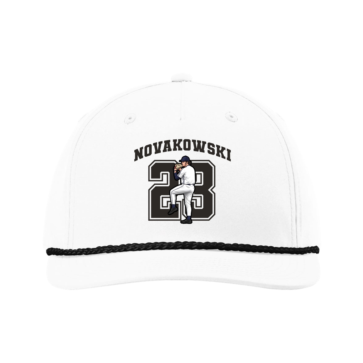 Five-Panel Classic Rope Cap — Number in White