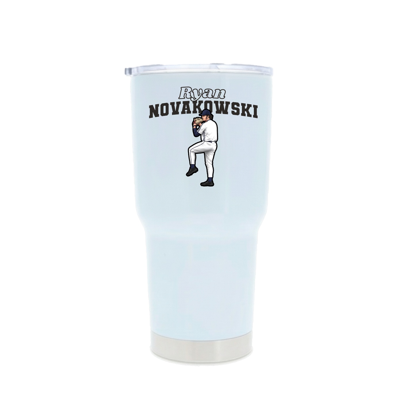 30oz Stainless Steel Tumbler — Name Arch in White