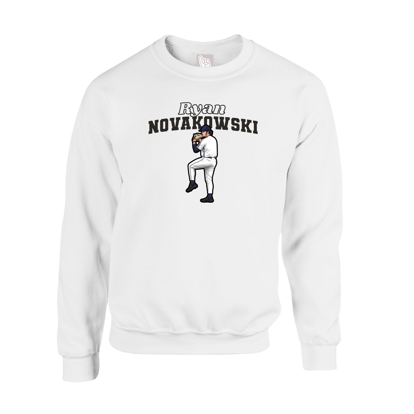 Fleece Crew — Name Arch in White