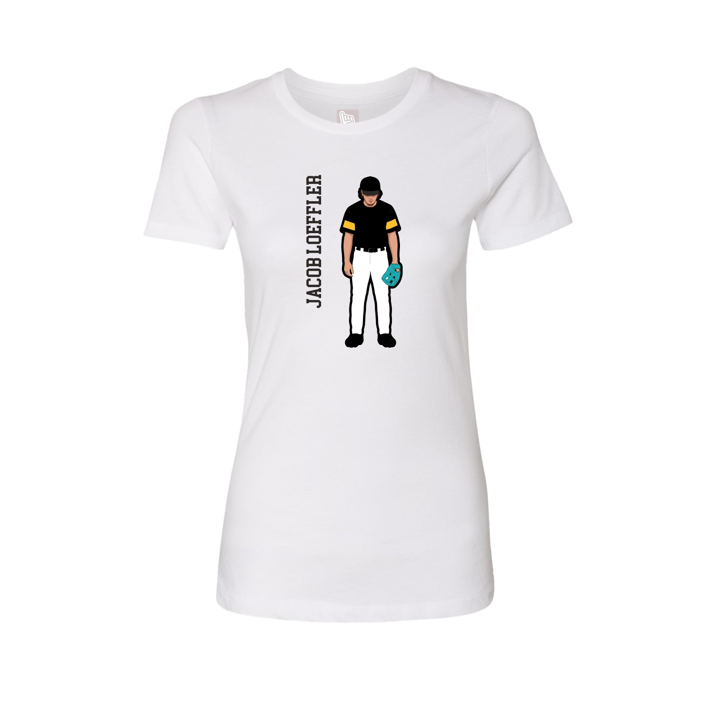 Fitted Women's Tee — Name Vertical in White