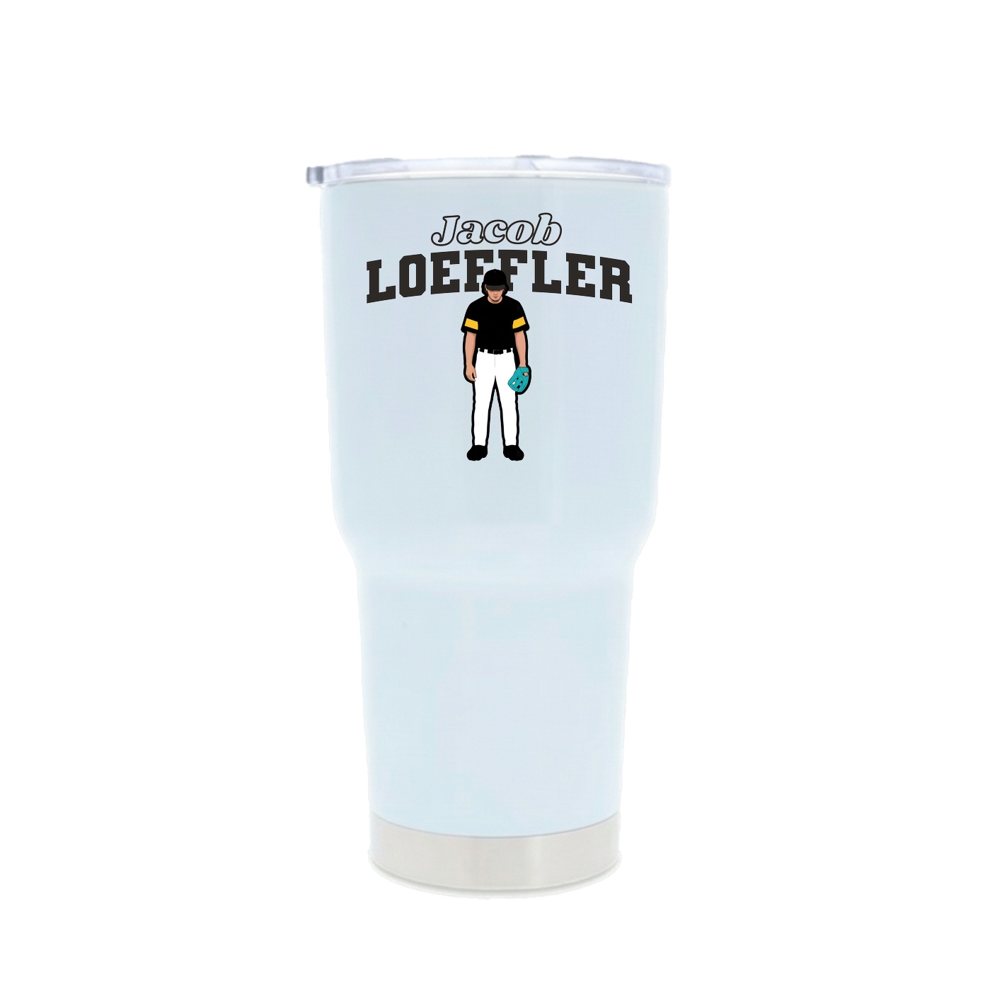 30oz Stainless Steel Tumbler — Name Arch in White